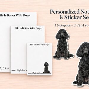 Poodle Stationery Gift Box - Black | Personalized Notepads and Vinyl Dog Stickers