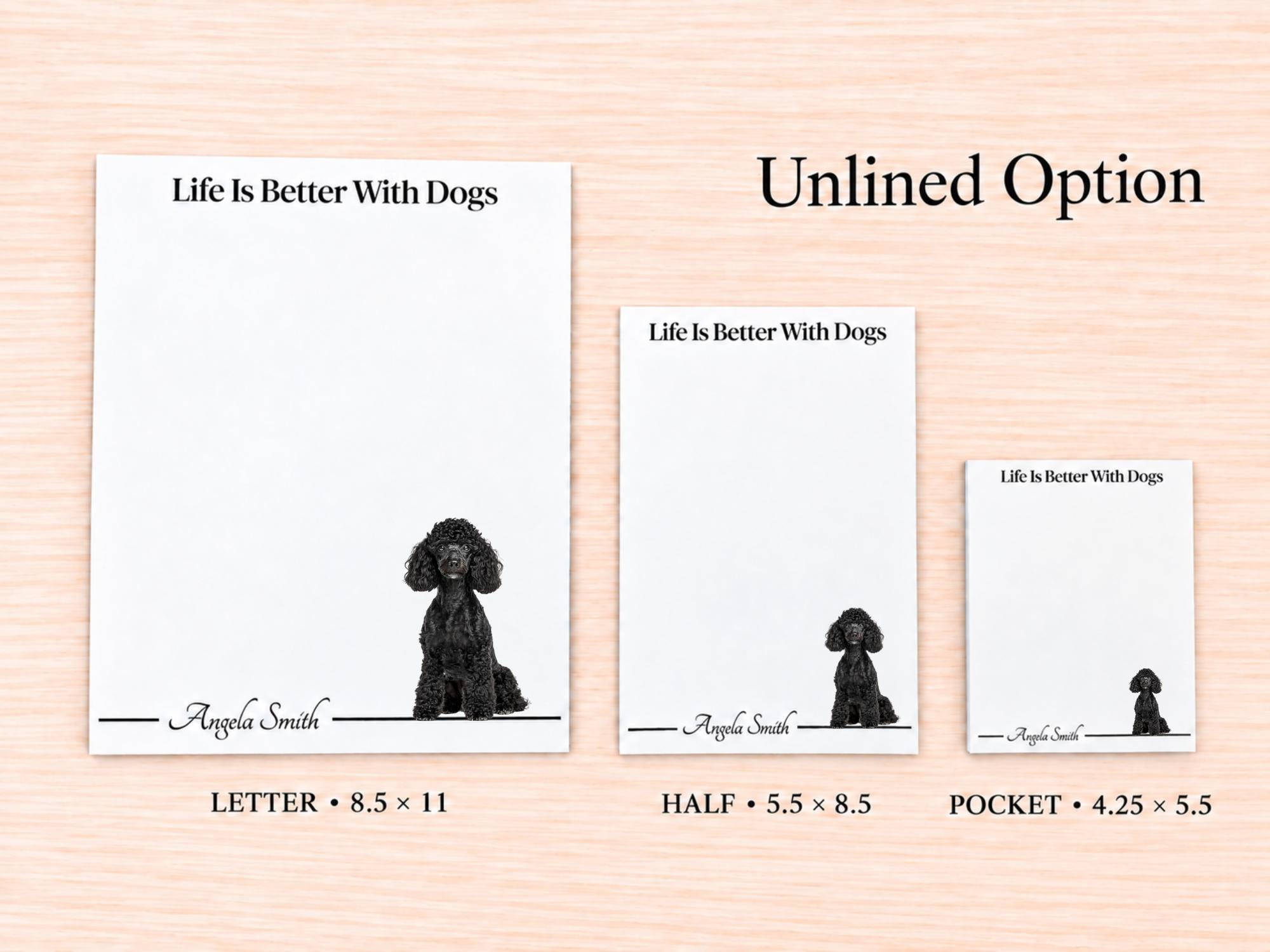 Miniature Poodle Stationery Gift Box - Black | Personalized Notepads and Vinyl Dog Stickers