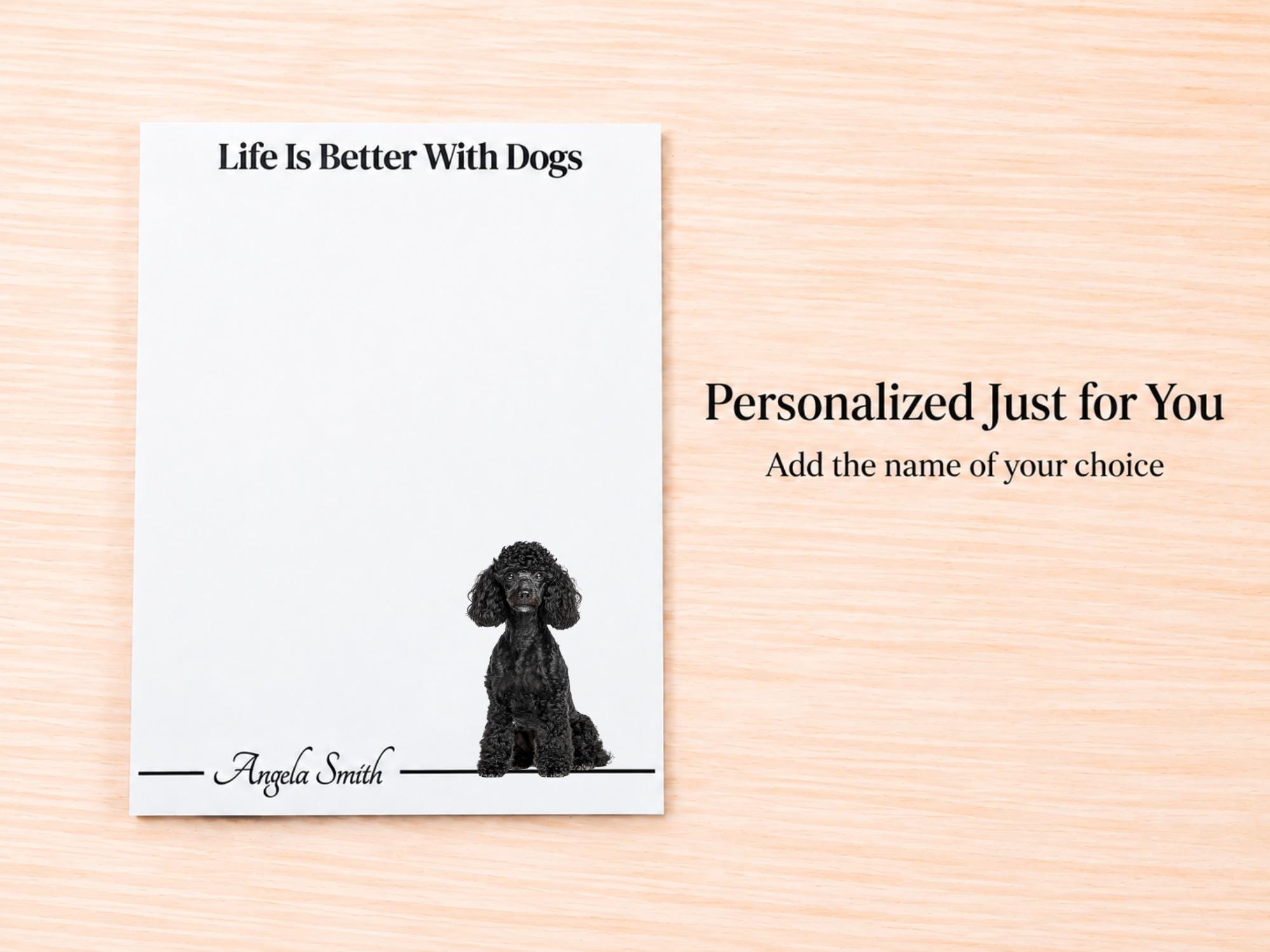 Miniature Poodle Stationery Gift Box - Black | Personalized Notepads and Vinyl Dog Stickers