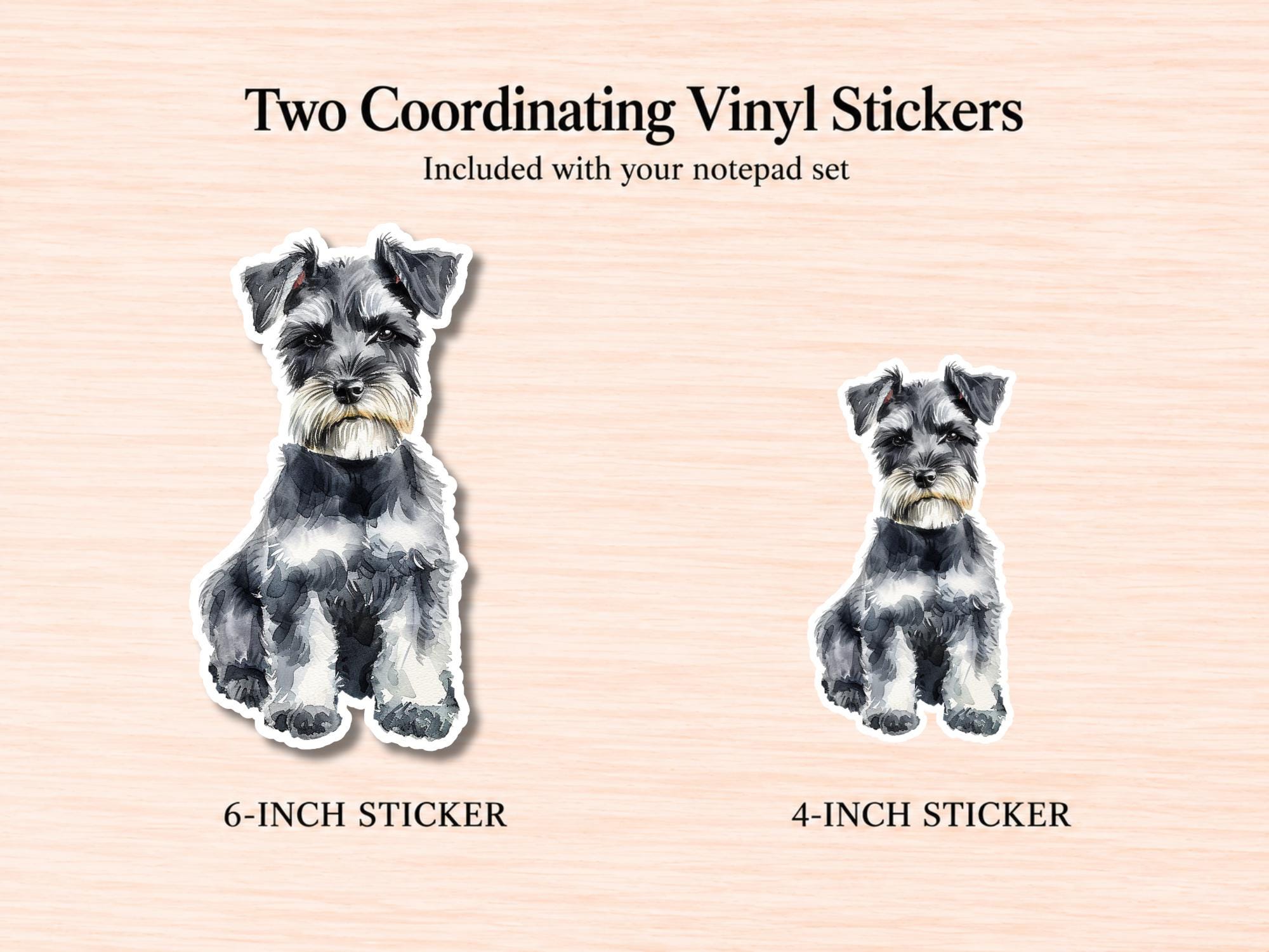 Miniature Schnauzer Stationery Gift Box | Personalized Notepads and Vinyl Dog Stickers