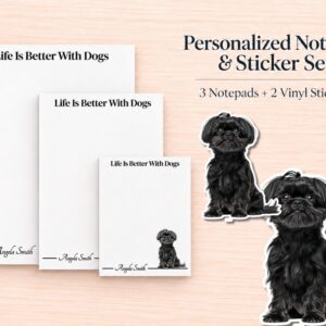Black Shih Tzu Stationery Gift Box | Personalized Notepads and Vinyl Dog Stickers