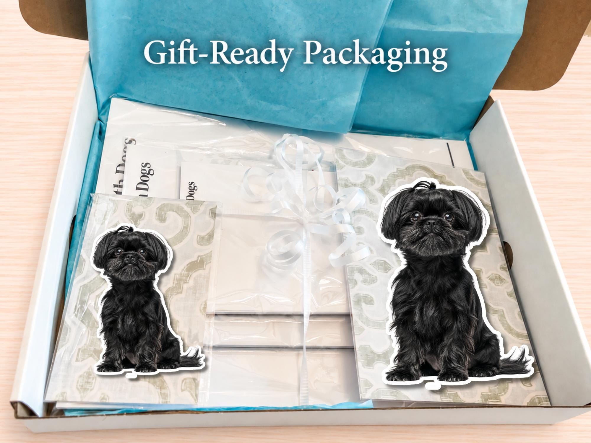 Black Shih Tzu Stationery Gift Box | Personalized Notepads and Vinyl Dog Stickers