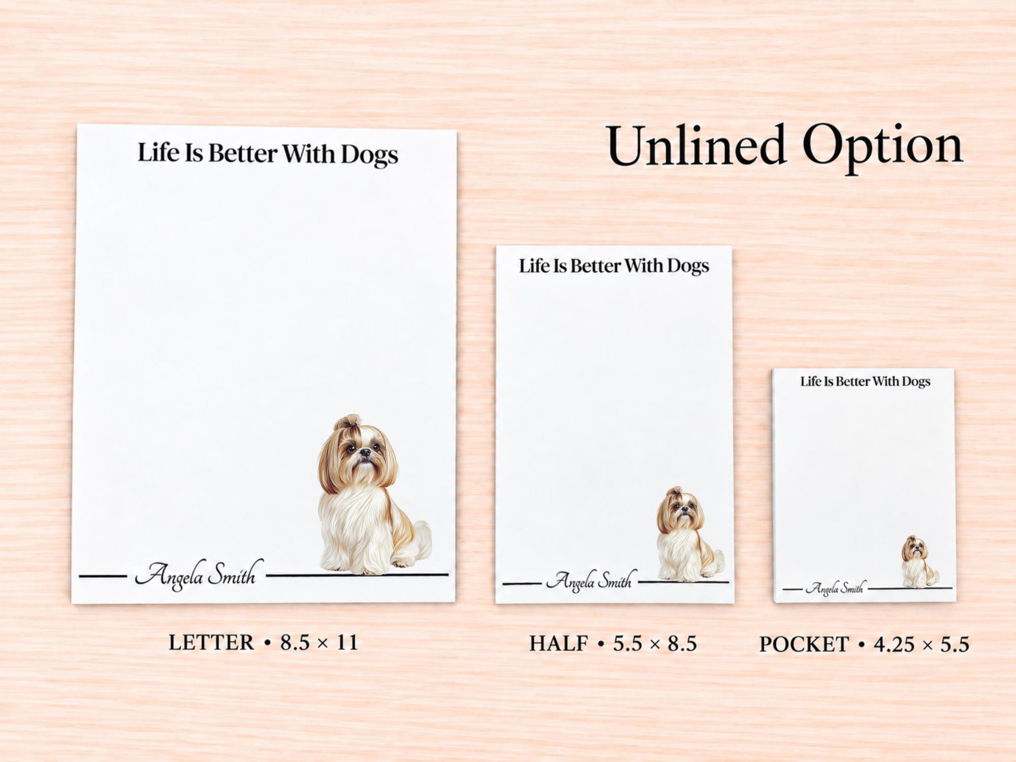 Cream Shih Tzu Stationery Gift Box | Personalized Notepads and Vinyl Dog Stickers