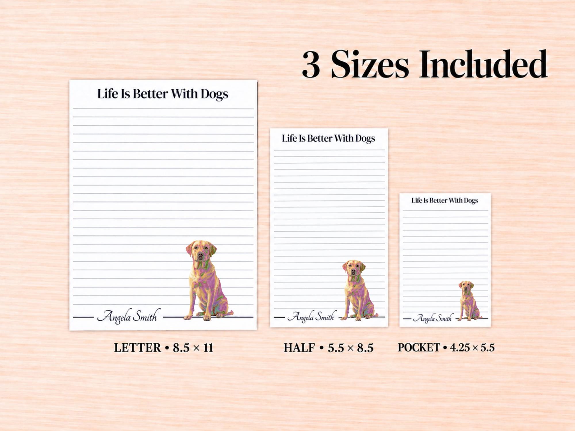 Yellow Labrador Retriever Stationery Gift Box | Personalized Notepads and Vinyl Dog Stickers
