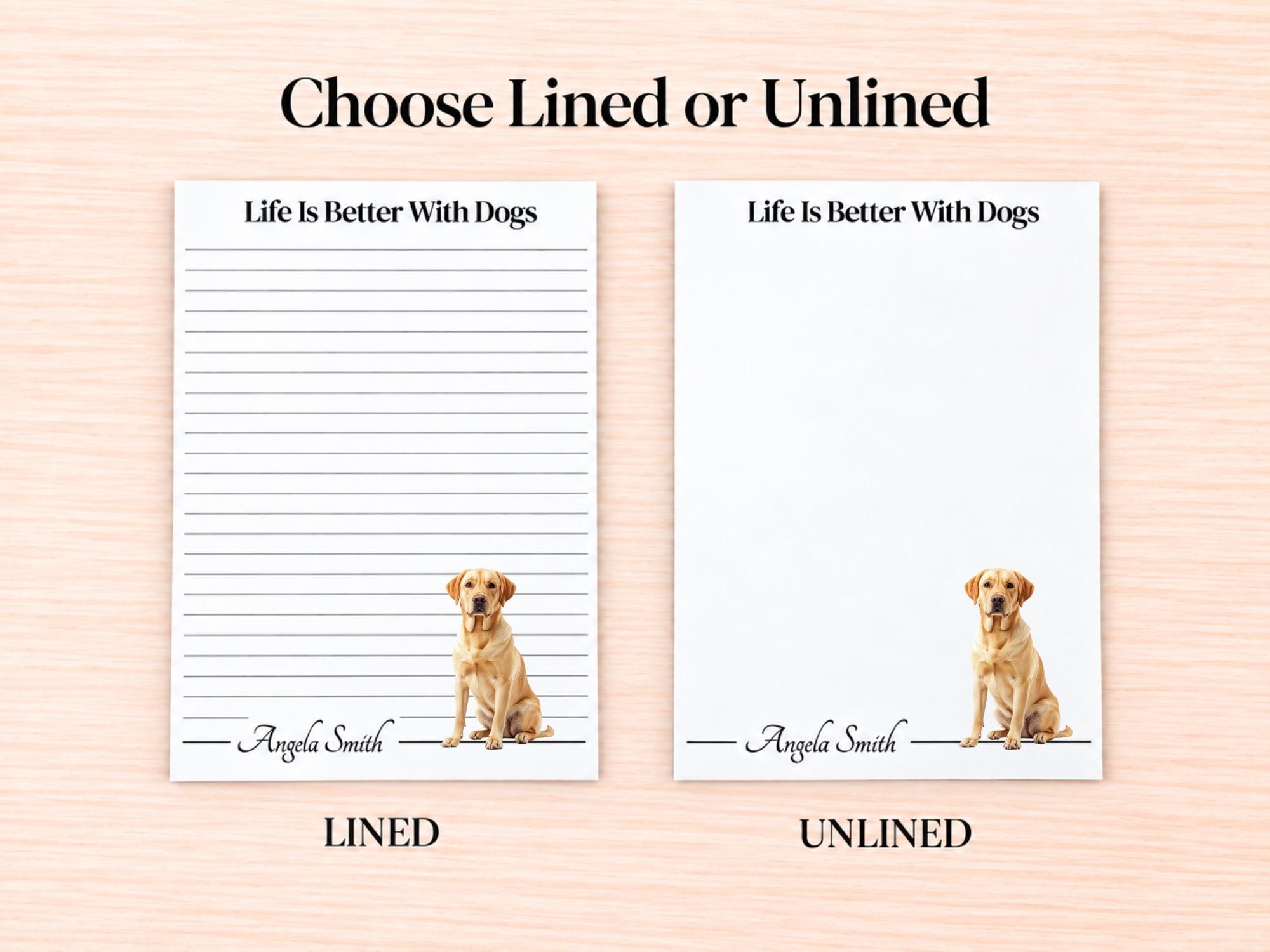 Yellow Labrador Retriever Stationery Gift Box | Personalized Notepads and Vinyl Dog Stickers