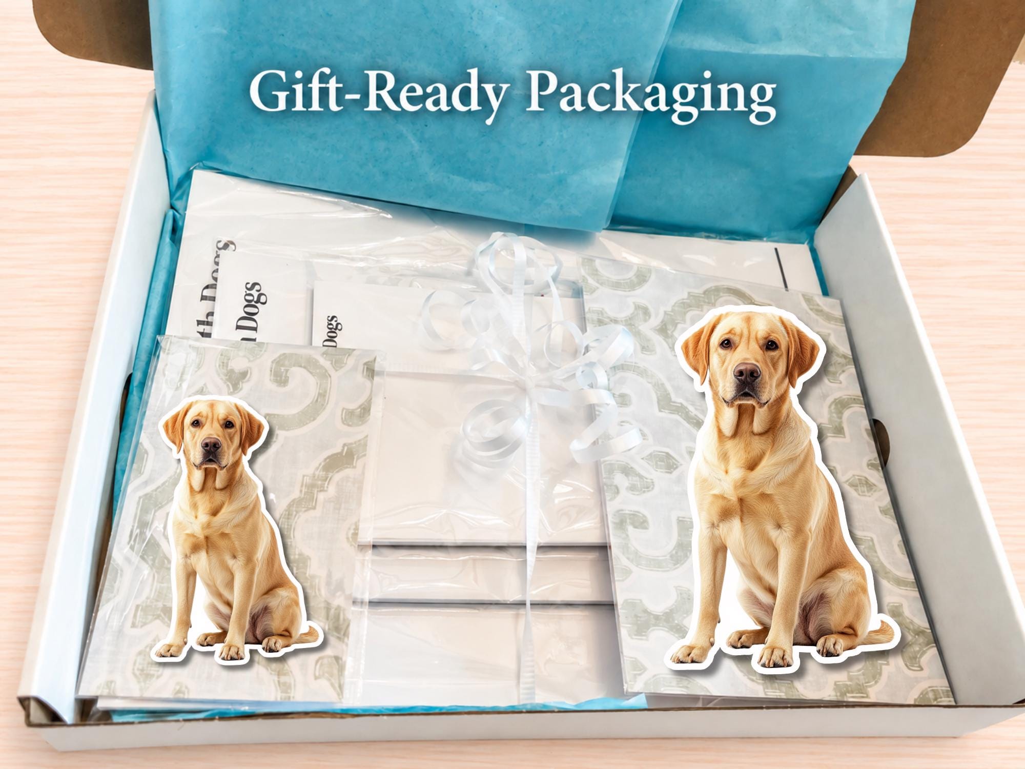 Yellow Labrador Retriever Stationery Gift Box | Personalized Notepads and Vinyl Dog Stickers