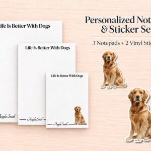 Golden Retriever Stationery Gift Box - Copper | Personalized Notepads and Vinyl Dog Stickers