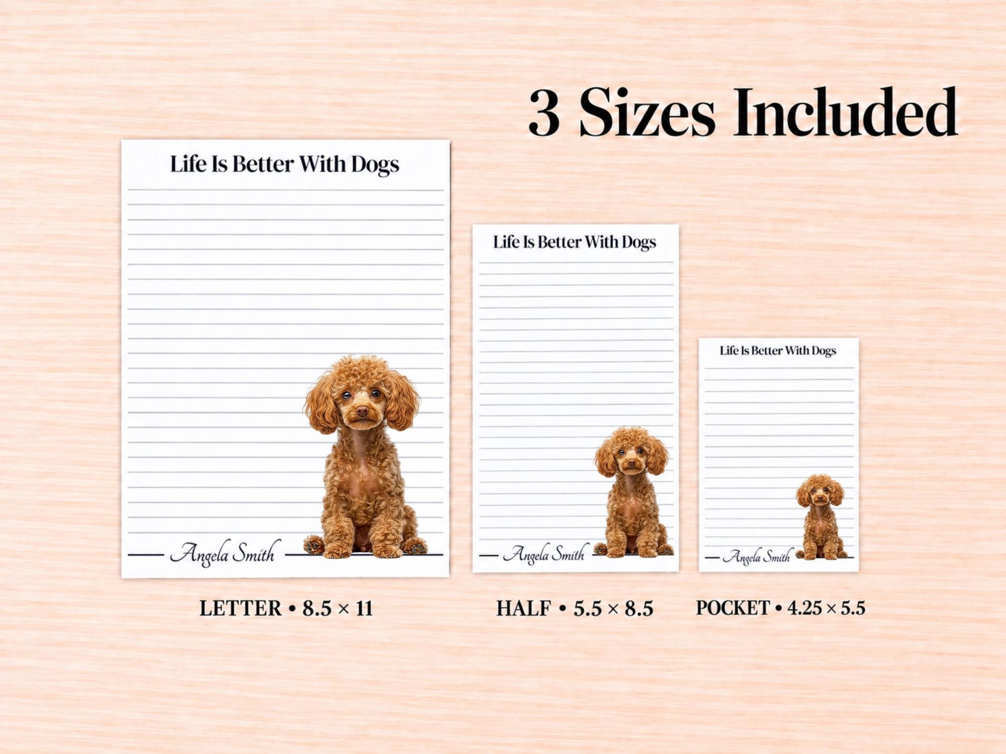 Miniature Poodle Stationery Gift Box - Red | Personalized Notepads and Vinyl Dog Stickers