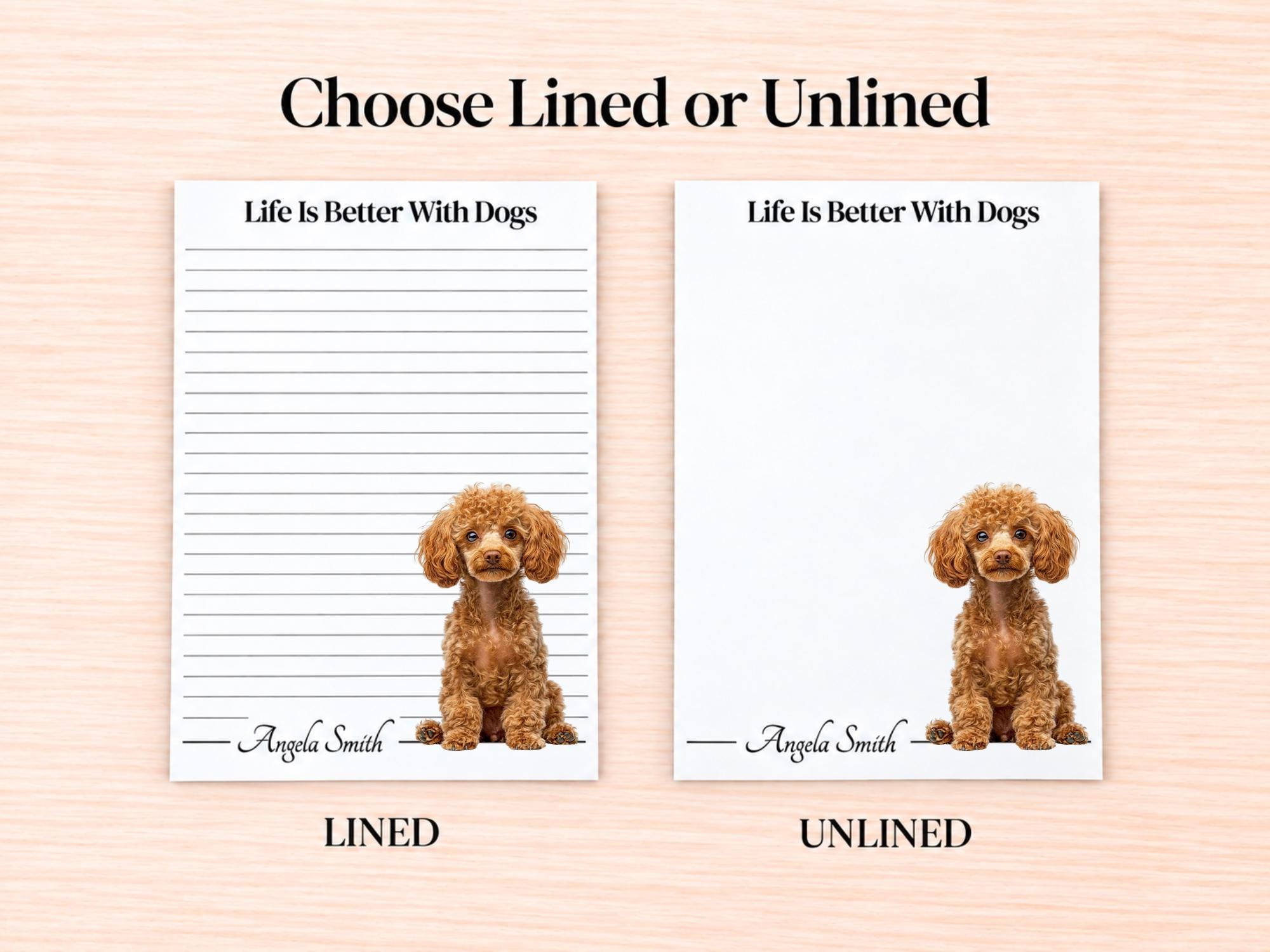Miniature Poodle Stationery Gift Box - Red | Personalized Notepads and Vinyl Dog Stickers