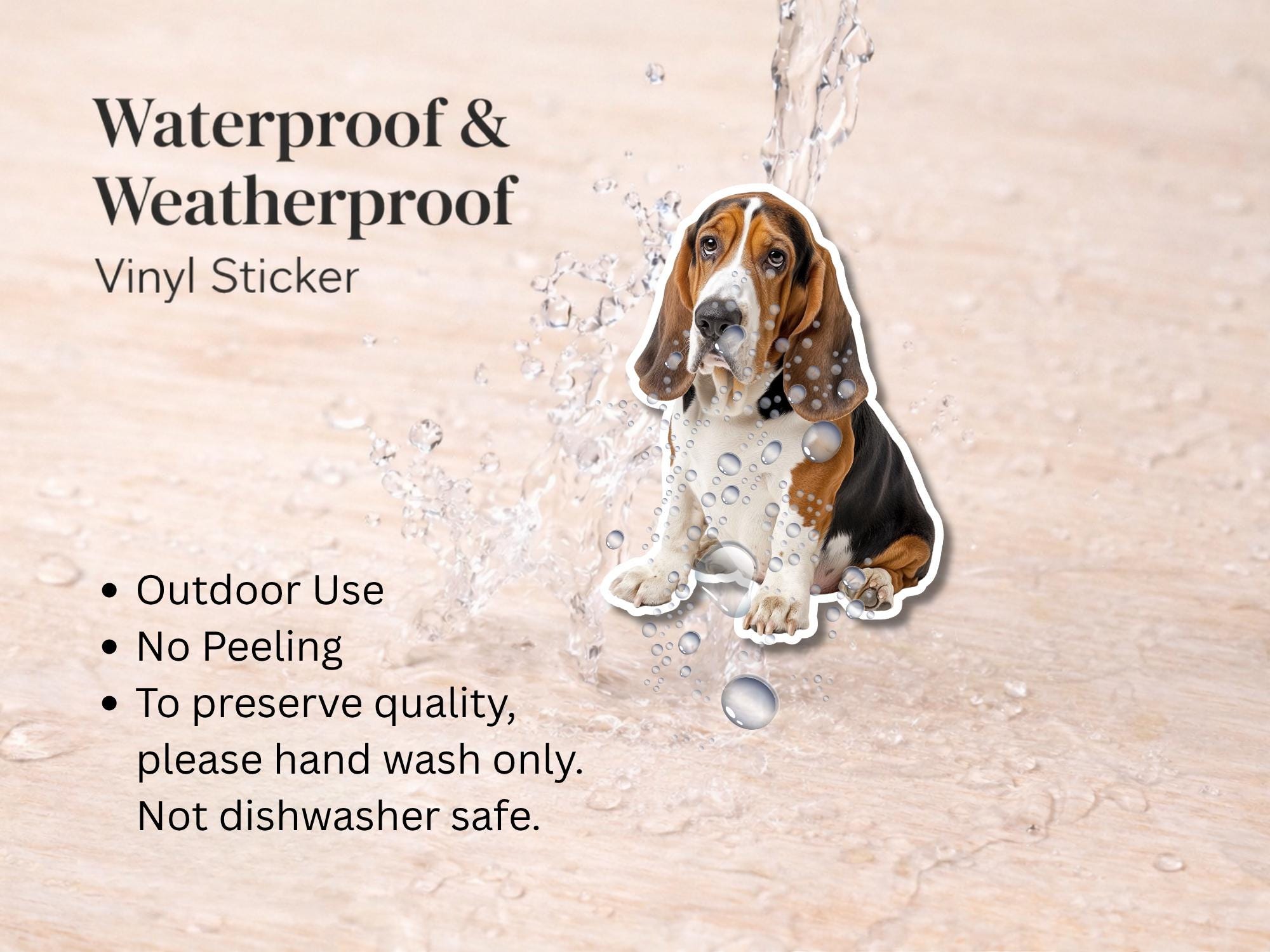 Basset Hound Sticker | Waterproof Vinyl Dog Decal - Image 3