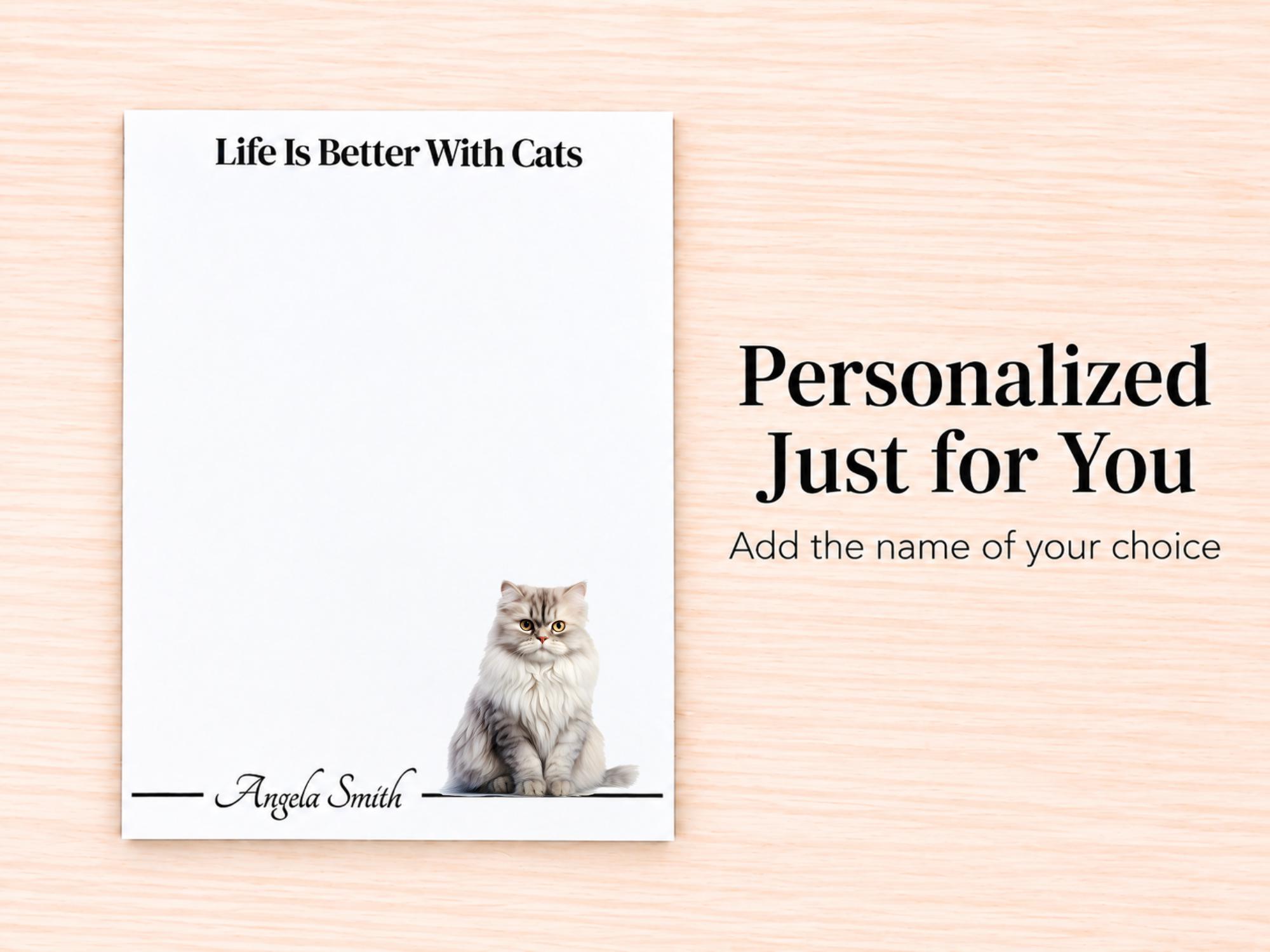 Persian Cat Stationery Gift Box | Personalized Notepads and Vinyl Cat Stickers