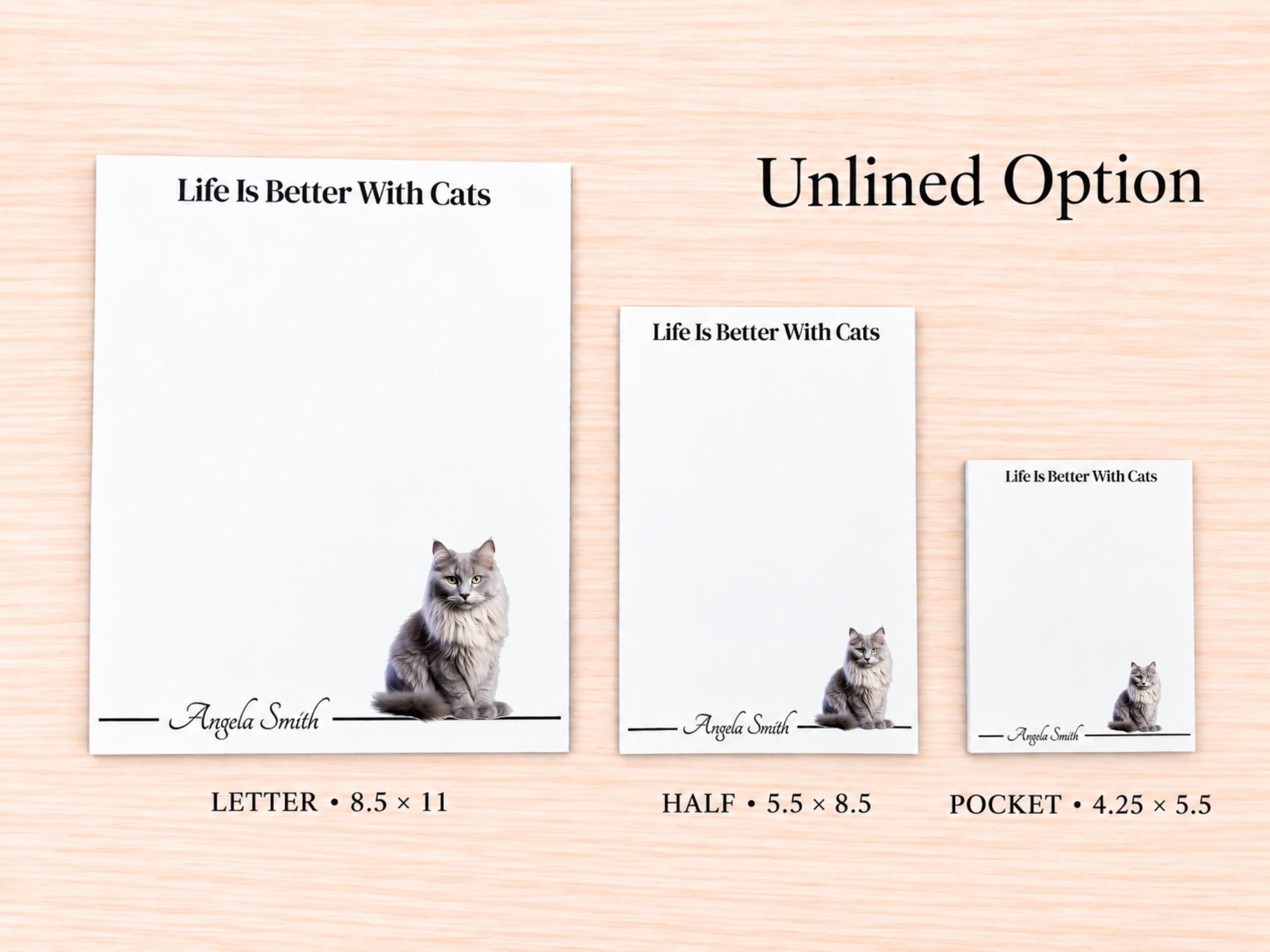 Maine Coon Cat Stationery Gift Box - Gray | Personalized Notepads and Vinyl Cat Stickers