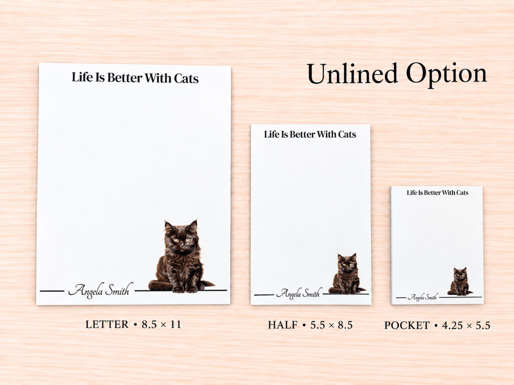 Maine Coon Cat Stationery Gift Box - Black | Personalized Notepads and Vinyl Cat Stickers