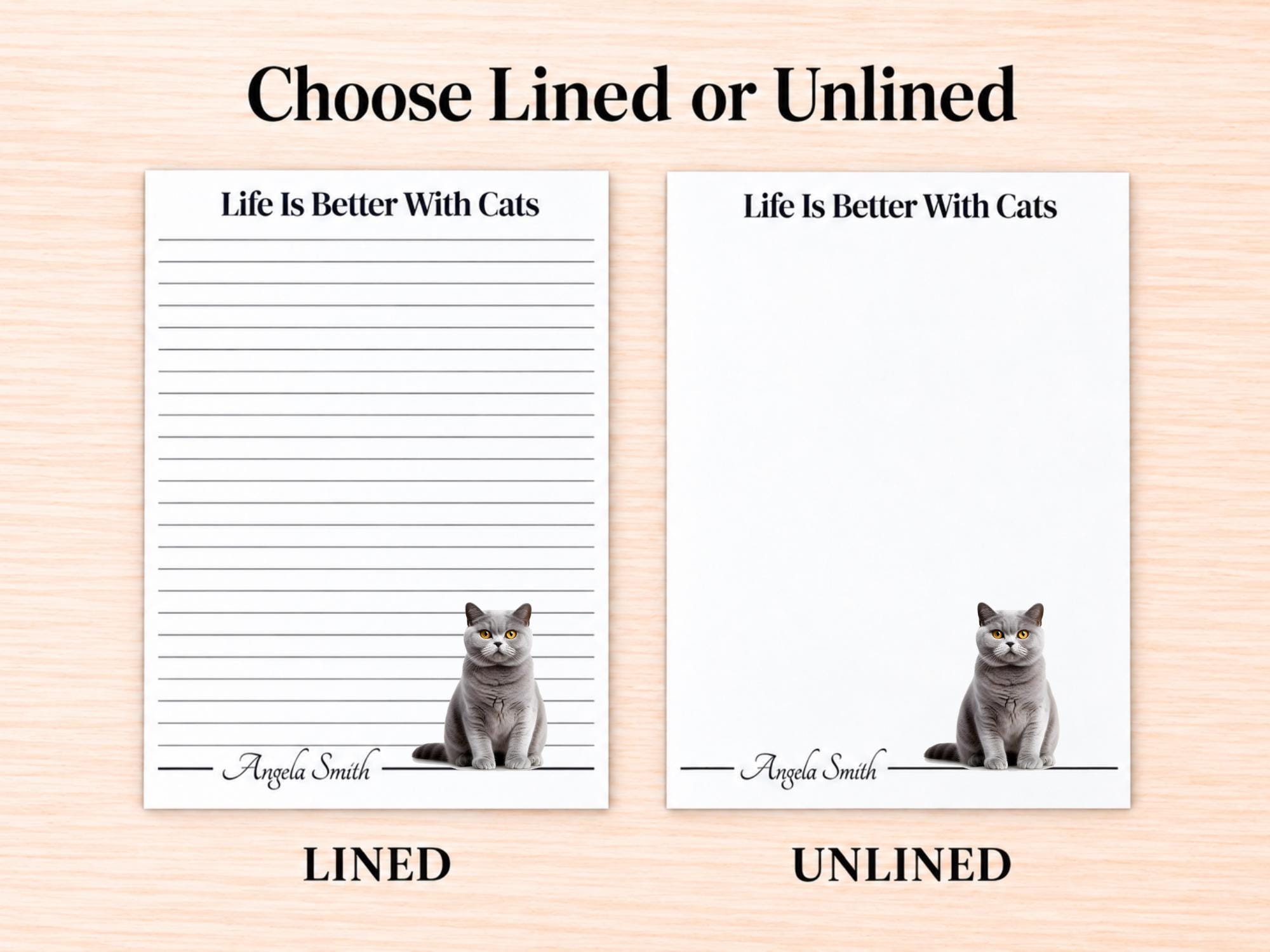 British Shorthair Cat Stationery Gift Box | Personalized Notepads and Vinyl Cat Stickers