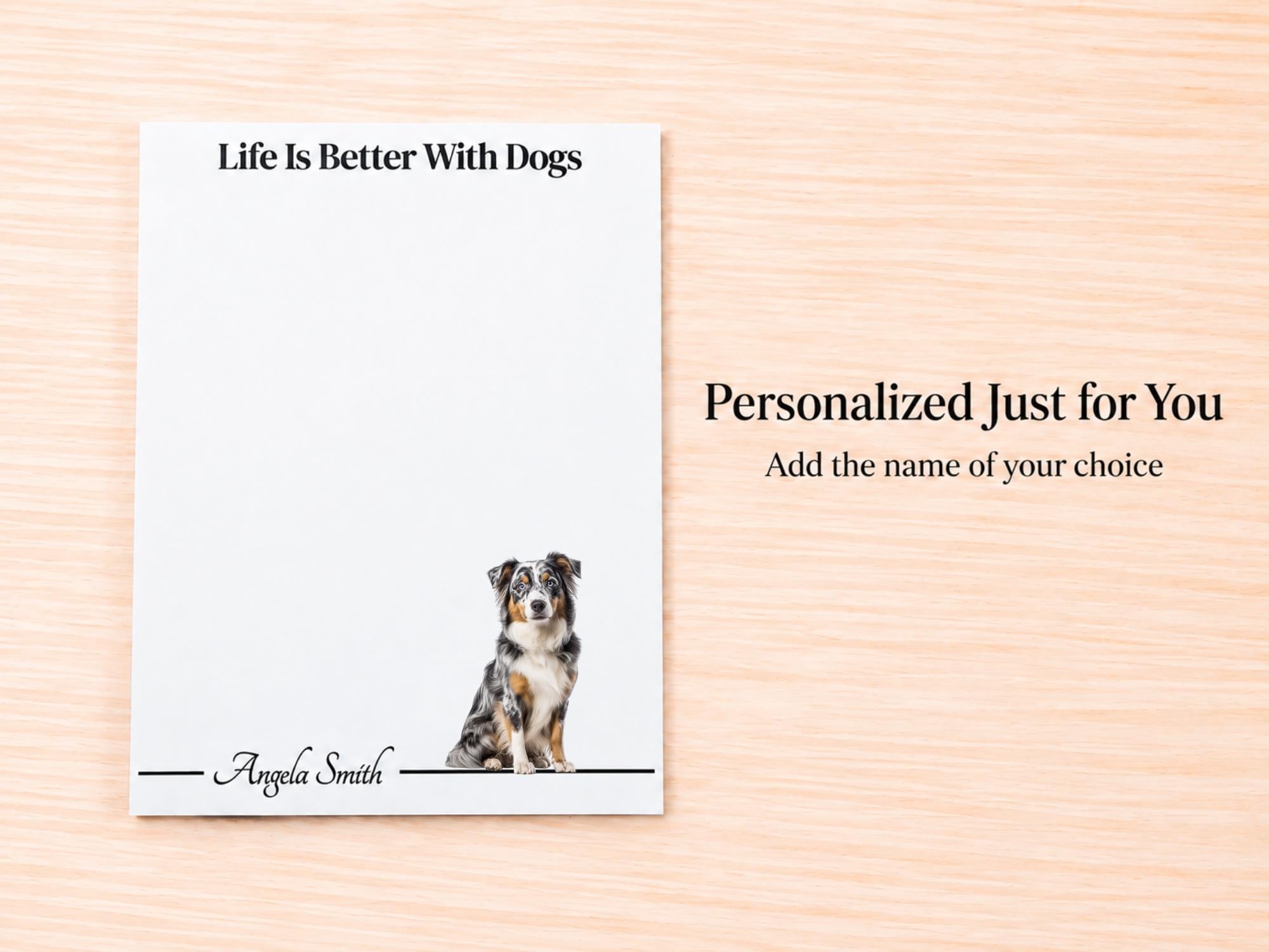 Australian Shepherd Stationery Gift Box | Personalized Aussie Notepads and Vinyl Dog Stickers