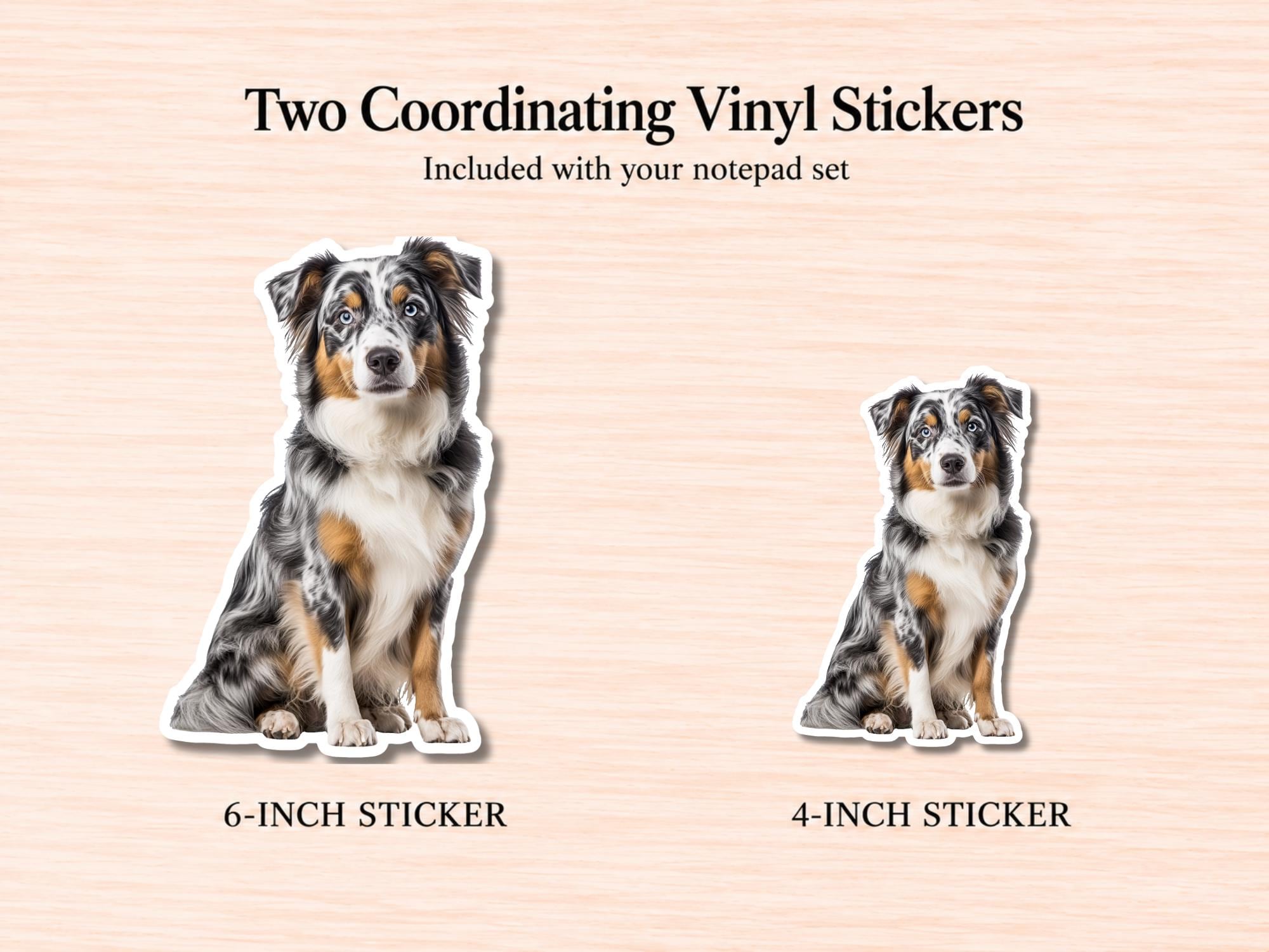 Australian Shepherd Stationery Gift Box | Personalized Aussie Notepads and Vinyl Dog Stickers