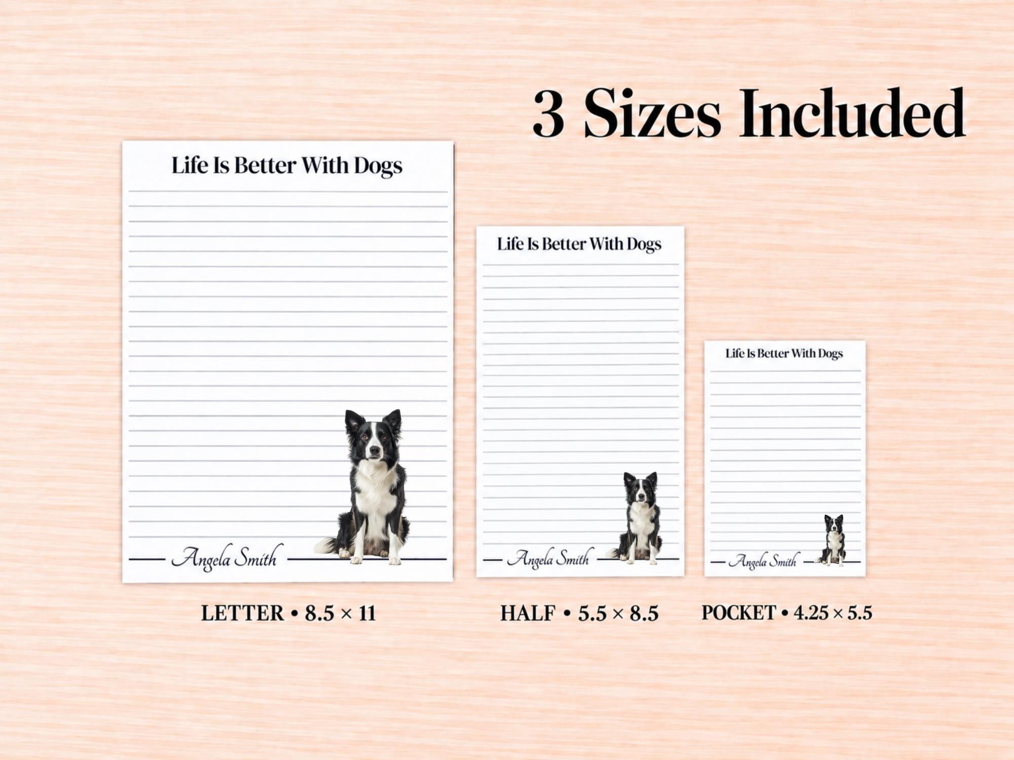 Border Collie Stationery Gift Box | Personalized Notepads and Vinyl Dog Stickers