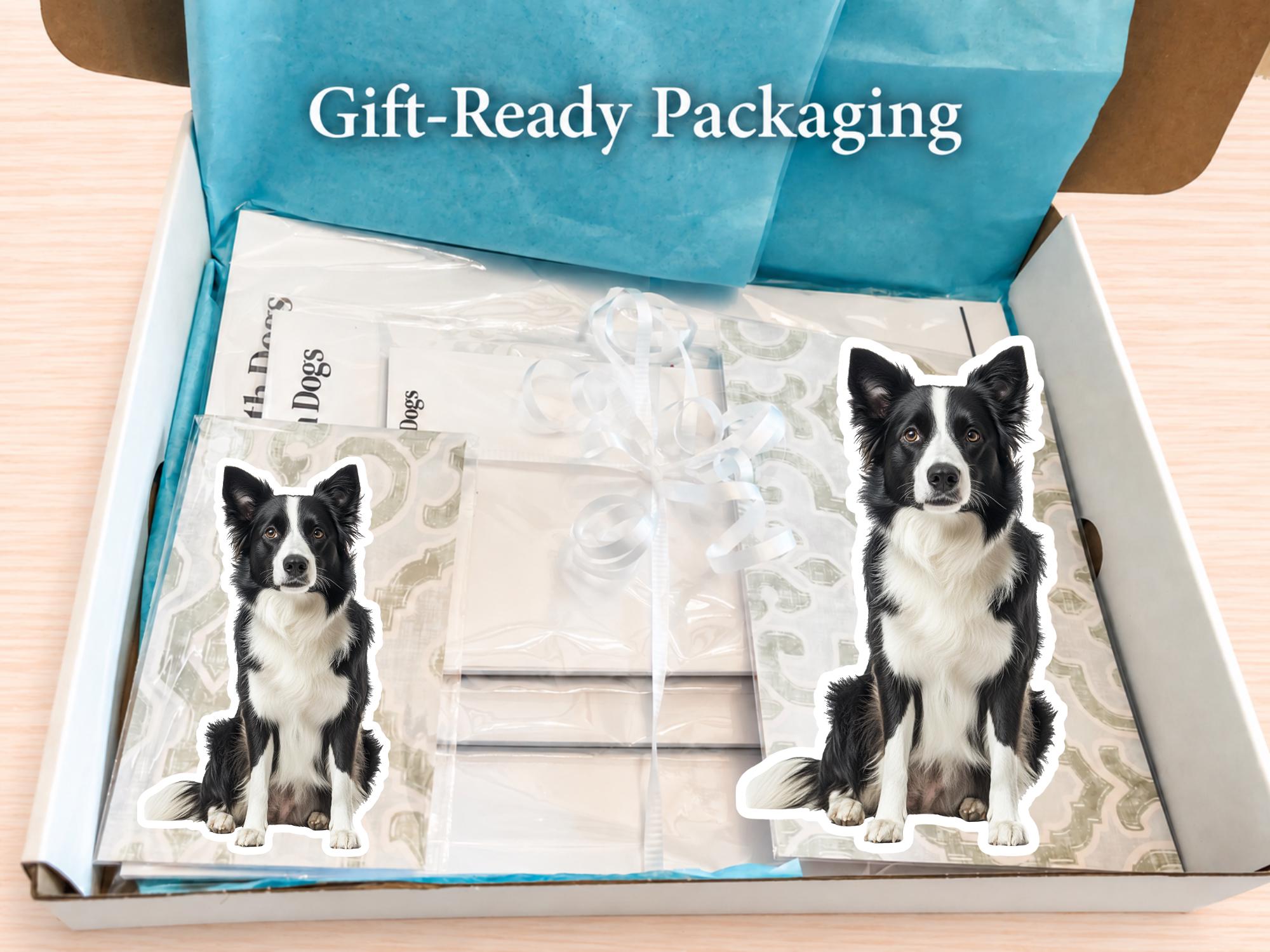 Border Collie Stationery Gift Box | Personalized Notepads and Vinyl Dog Stickers