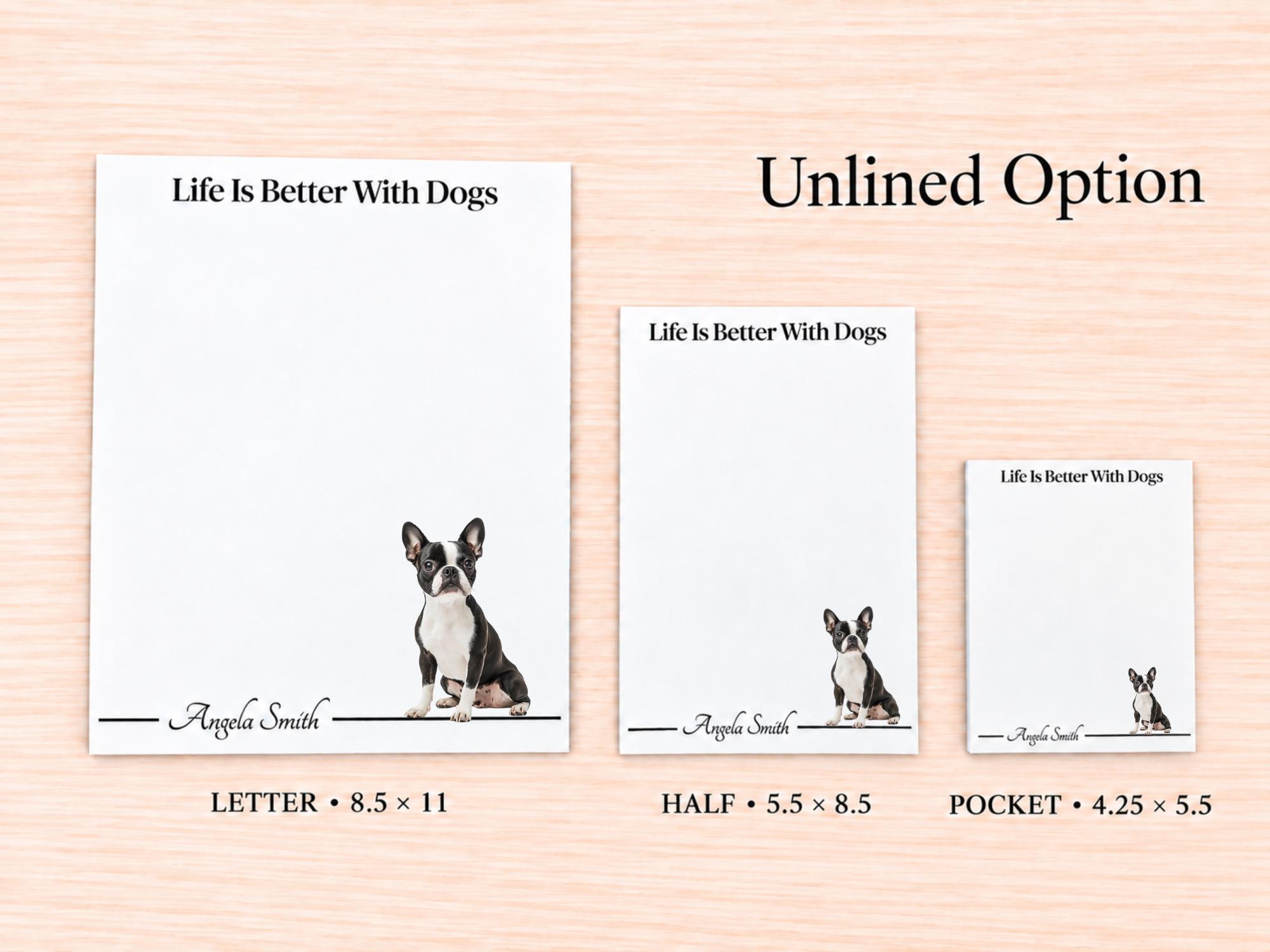 Boston Terrier Stationery Gift Box | Personalized Notepads and Vinyl Dog Stickers