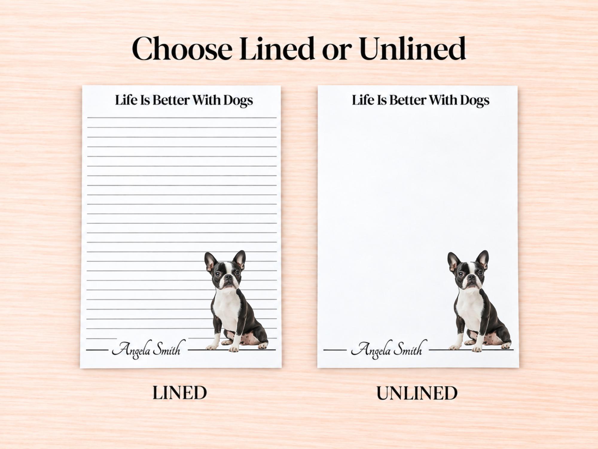 Boston Terrier Stationery Gift Box | Personalized Notepads and Vinyl Dog Stickers