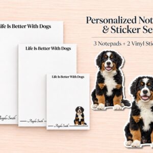 Bernedoodle Stationery Gift Box | Personalized Notepads and Vinyl Dog Stickers