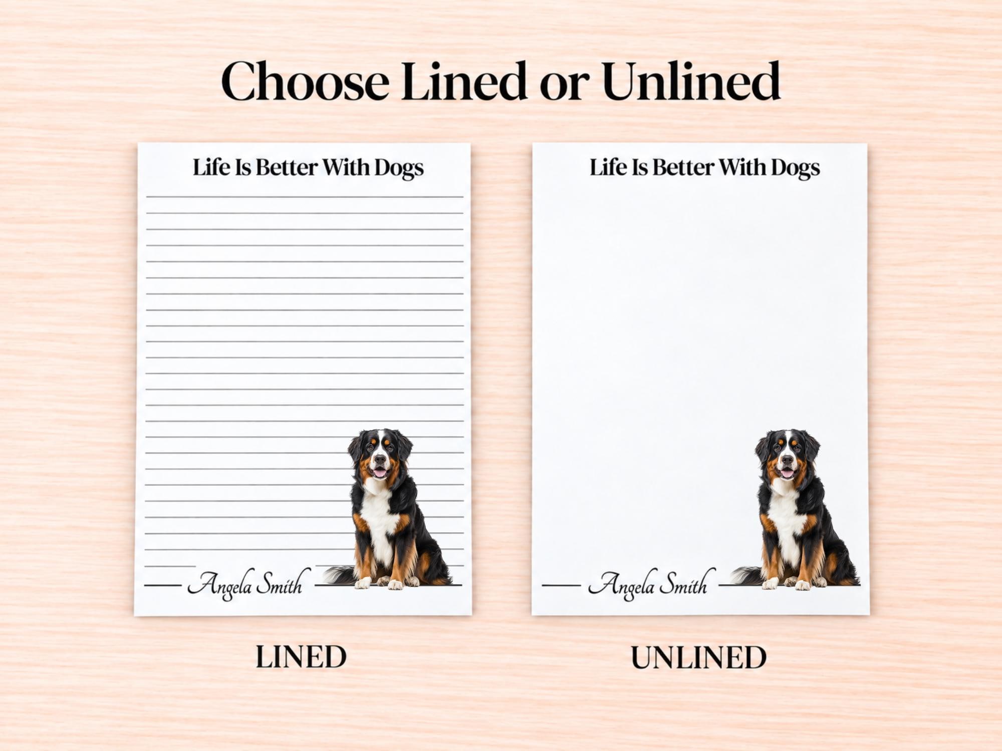 Bernese Mountain Dog Stationery Gift Box | Personalized Notepads and Vinyl Dog Stickers