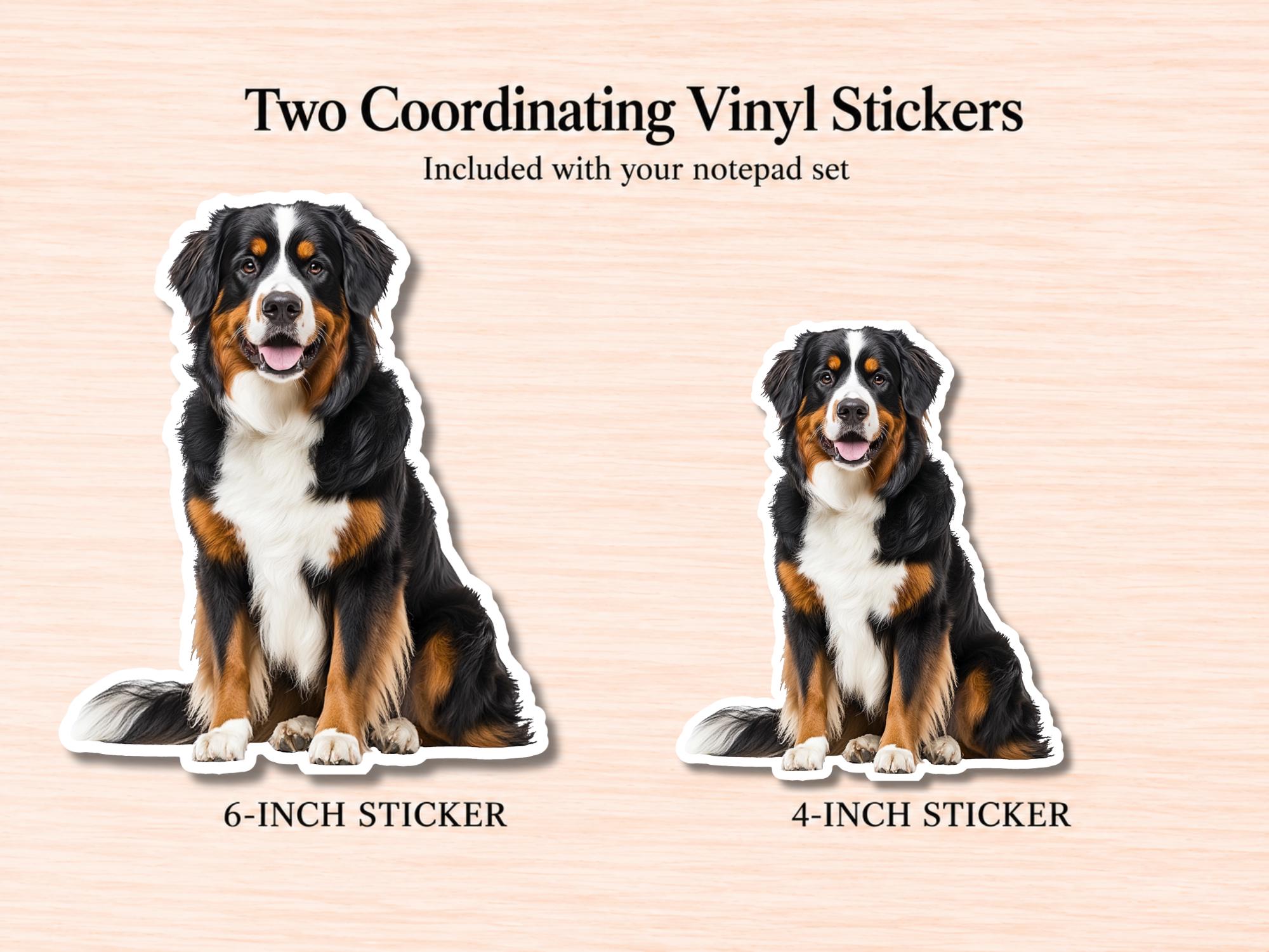 Bernese Mountain Dog Stationery Gift Box | Personalized Notepads and Vinyl Dog Stickers