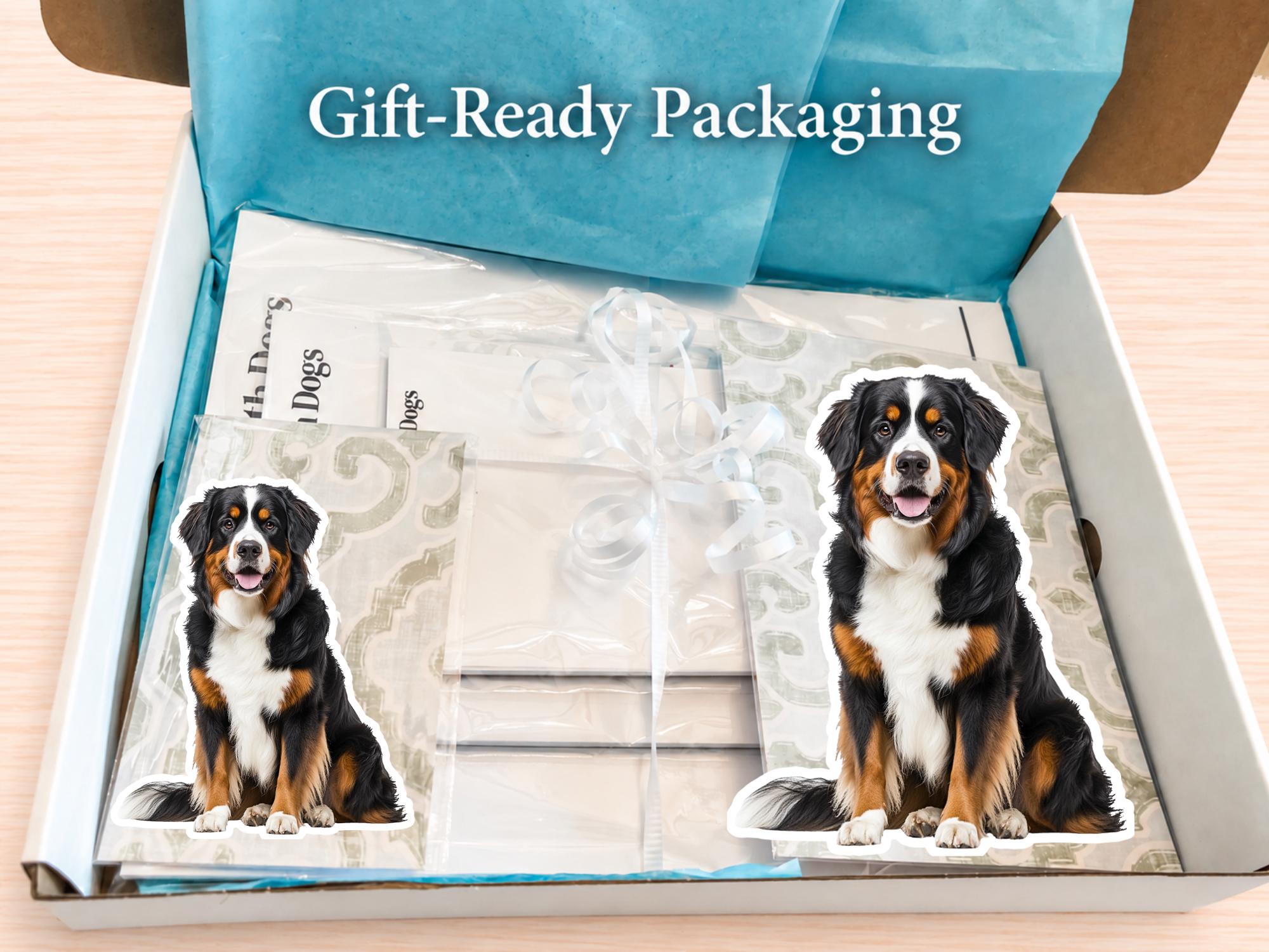 Bernese Mountain Dog Stationery Gift Box | Personalized Notepads and Vinyl Dog Stickers