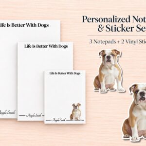 Bulldog Stationery Gift Box | Personalized Notepads and Vinyl Dog Stickers