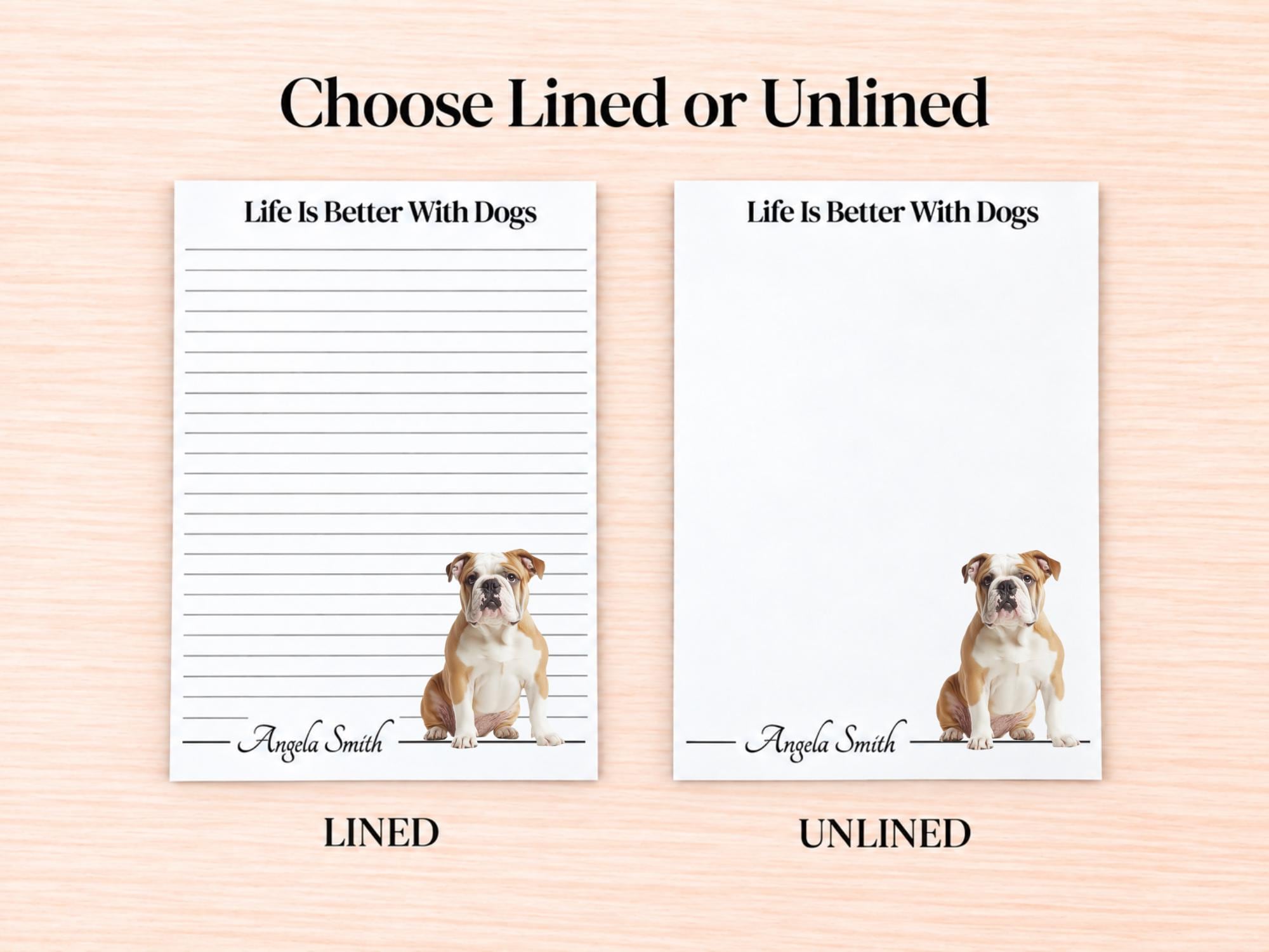 Bulldog Stationery Gift Box | Personalized Notepads and Vinyl Dog Stickers