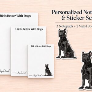 Cane Corso Stationery Gift Box - Black | Personalized Notepads and Vinyl Dog Stickers
