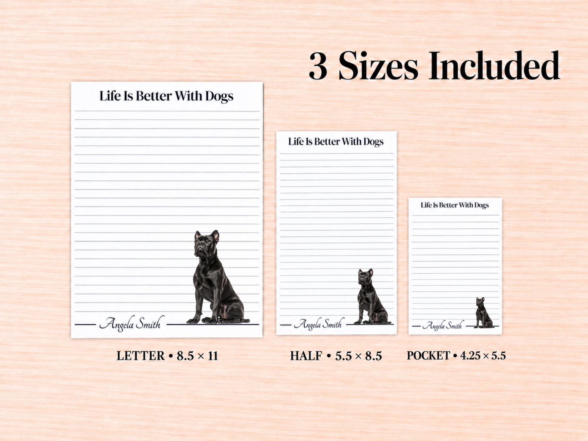 Cane Corso Stationery Gift Box - Black | Personalized Notepads and Vinyl Dog Stickers