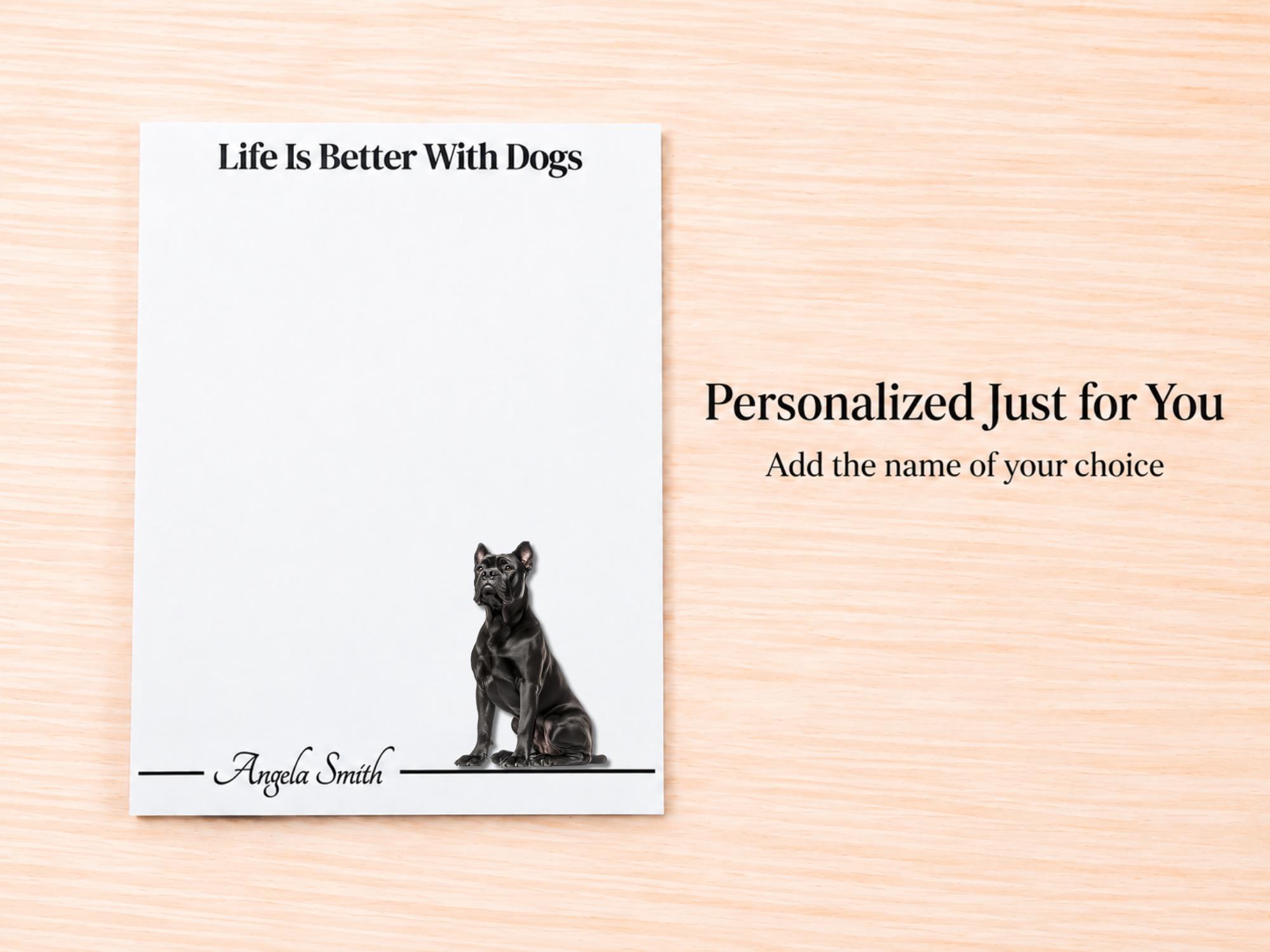 Cane Corso Stationery Gift Box - Black | Personalized Notepads and Vinyl Dog Stickers