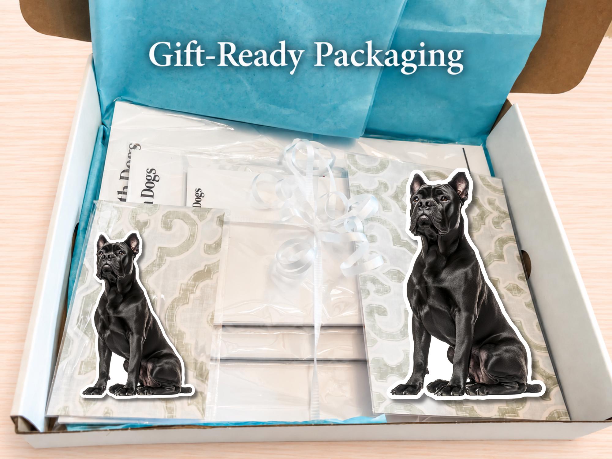 Cane Corso Stationery Gift Box - Black | Personalized Notepads and Vinyl Dog Stickers