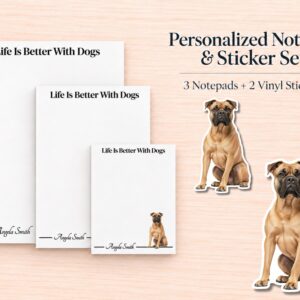 Cane Corso Stationery Gift Box - Tan | Personalized Notepads and Vinyl Dog Stickers