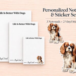 Cavalier King Charles Spaniel Stationery Gift Box | Personalized Notepads and Vinyl Dog Stickers