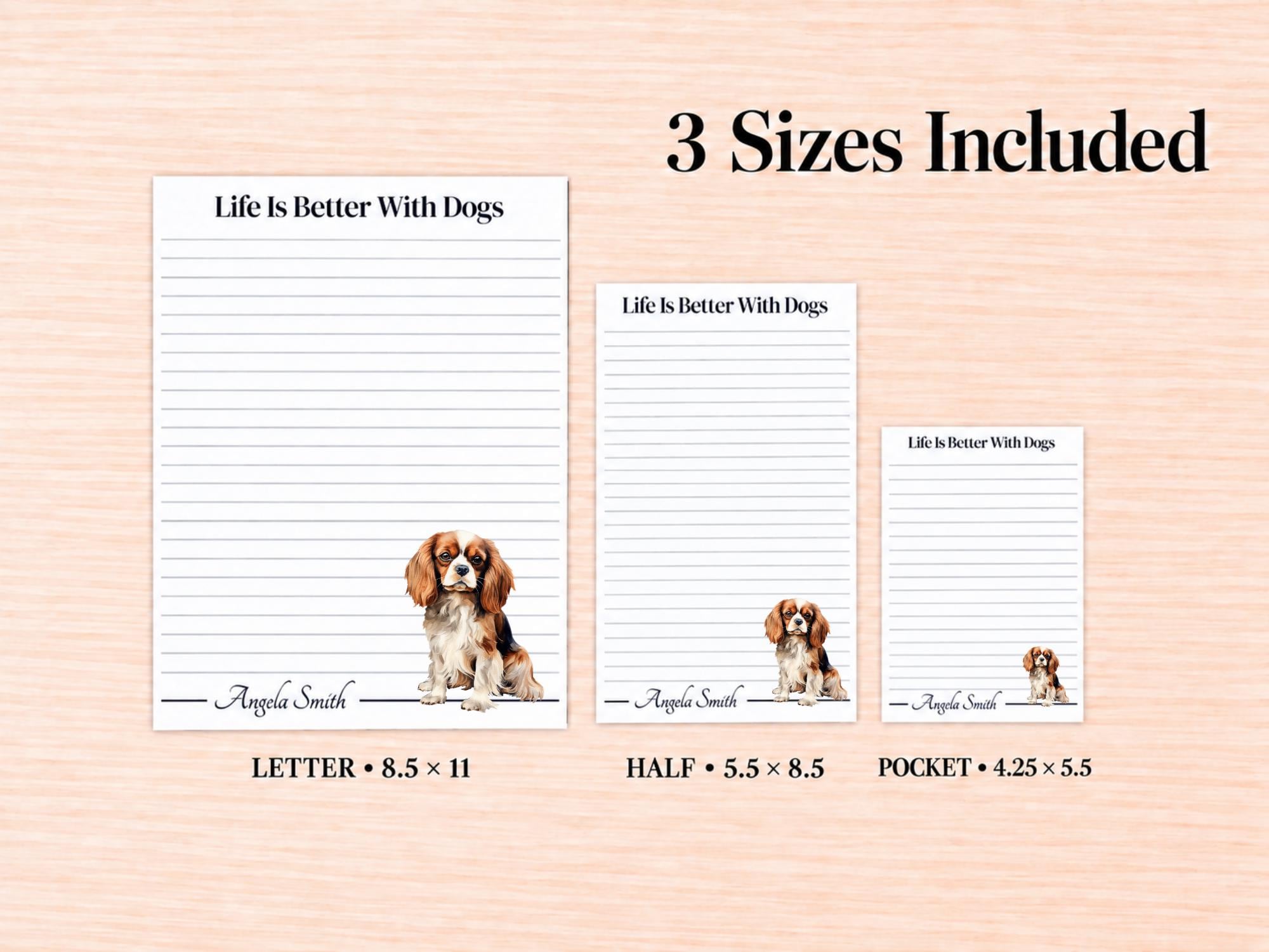 Cavalier King Charles Spaniel Stationery Gift Box | Personalized Notepads and Vinyl Dog Stickers