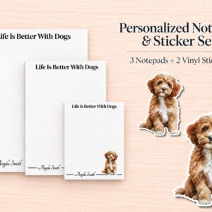 Cavapoo Stationery Gift Box | Personalized Notepads and Vinyl Dog Stickers