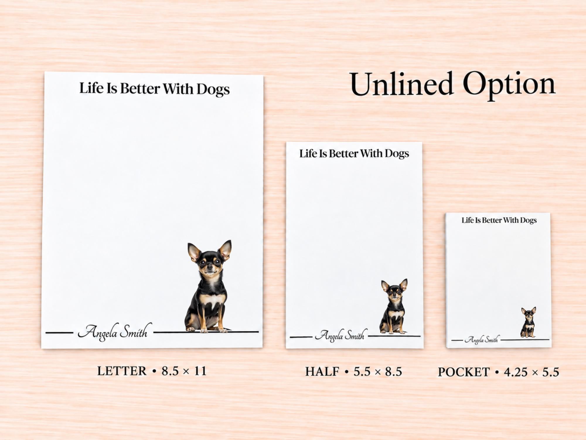 Chihuahua Stationery Gift Box - Black | Personalized Notepads and Vinyl Dog Stickers