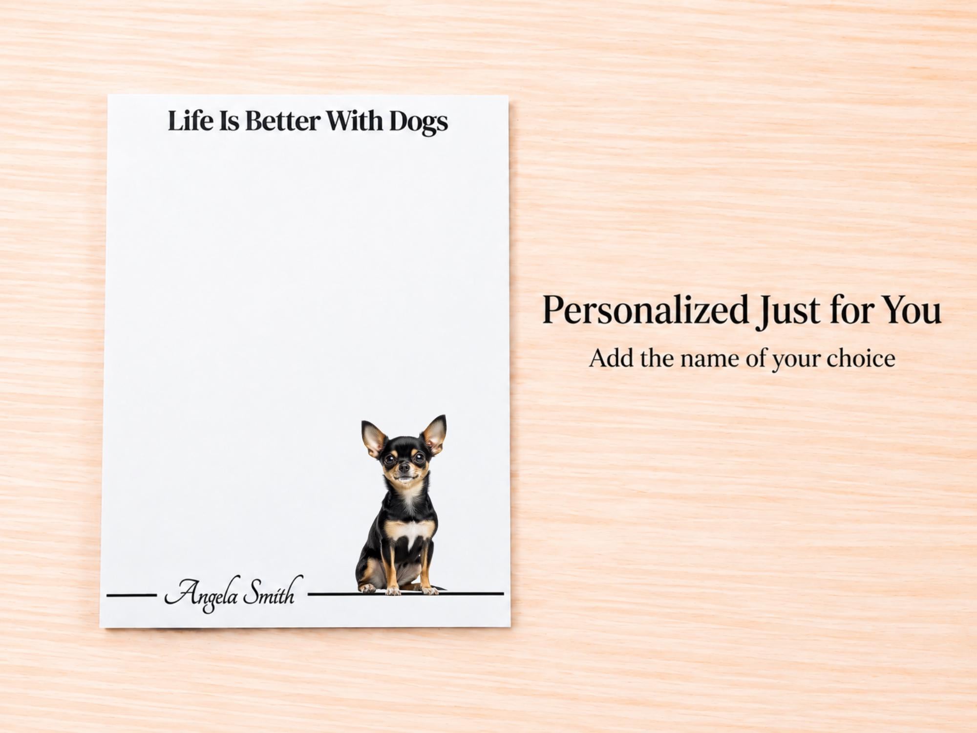 Chihuahua Stationery Gift Box - Black | Personalized Notepads and Vinyl Dog Stickers