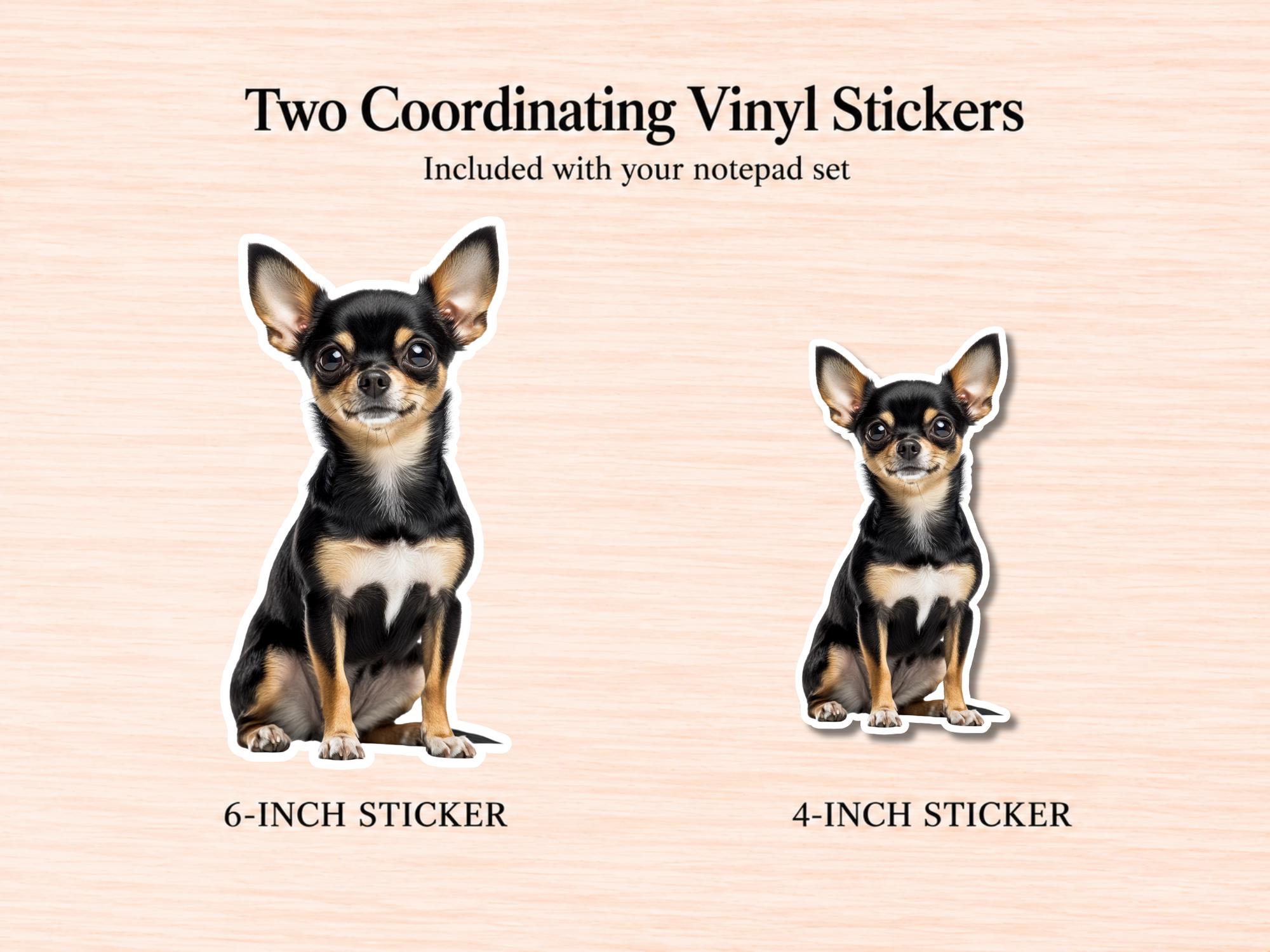 Chihuahua Stationery Gift Box - Black | Personalized Notepads and Vinyl Dog Stickers