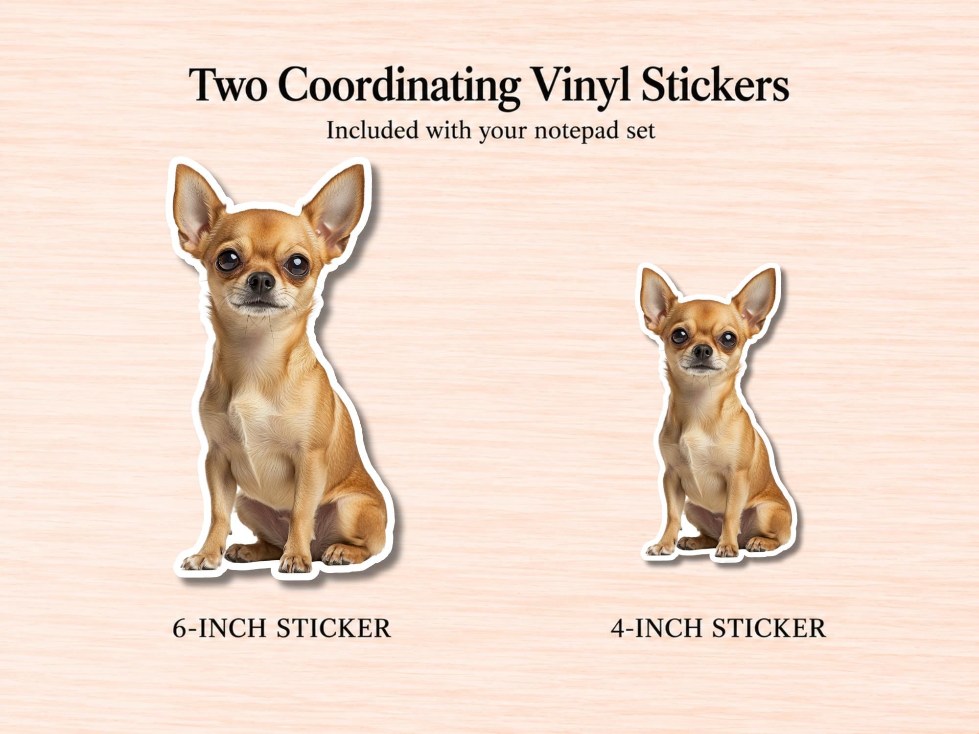 Chihuahua Stationery Gift Box - Tan | Personalized Notepads and Vinyl Dog Stickers