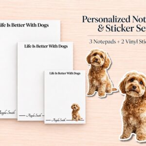 Cockapoo Stationery Gift Box | Personalized Notepads and Vinyl Dog Stickers