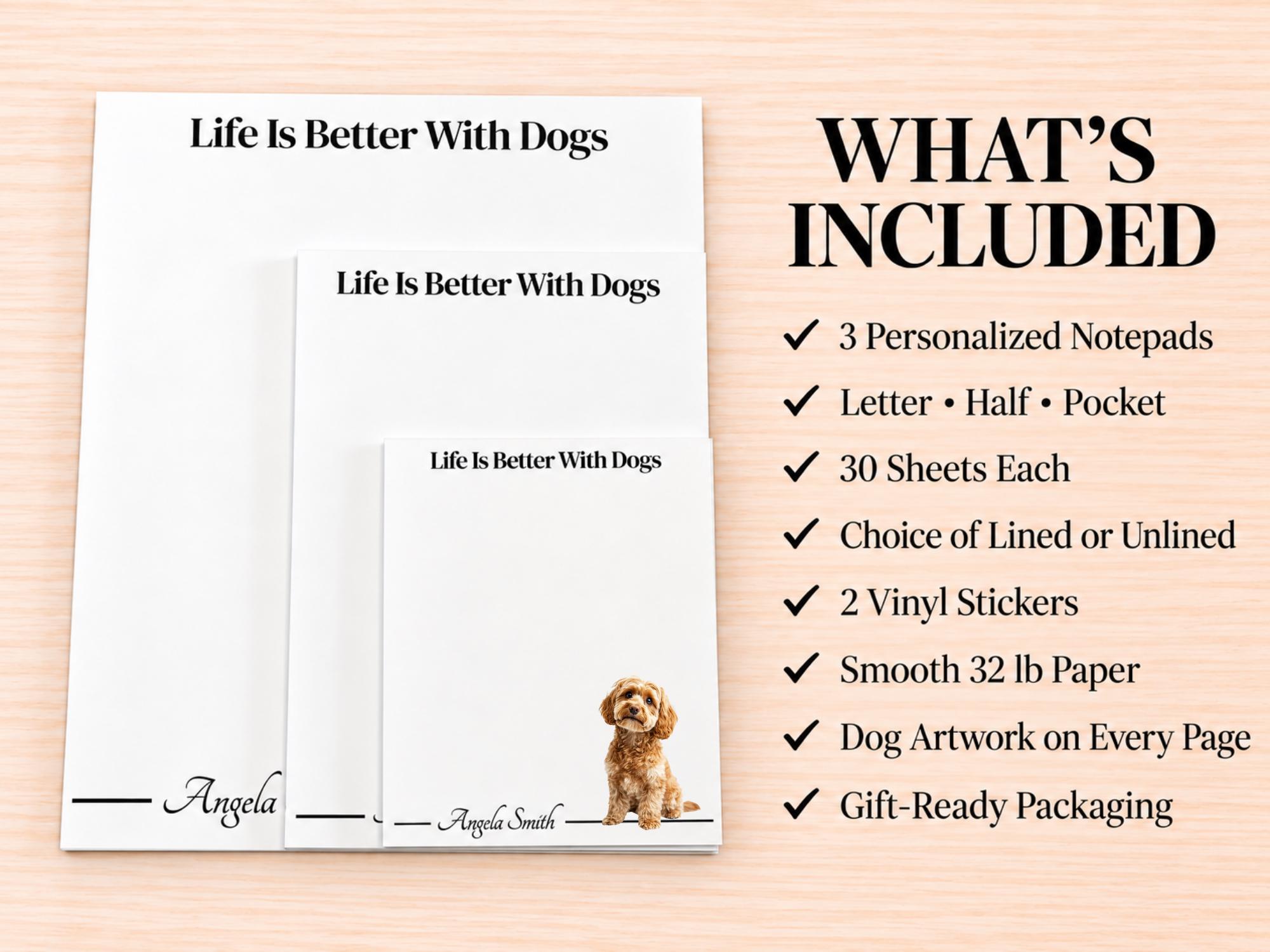 Cockapoo Stationery Gift Box | Personalized Notepads and Vinyl Dog Stickers