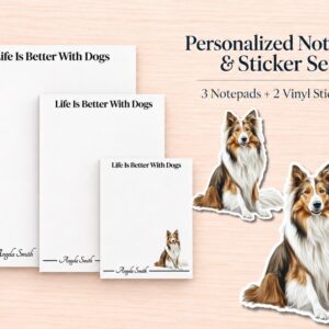 Collie Stationery Gift Box | Personalized Notepads and Vinyl Dog Stickers