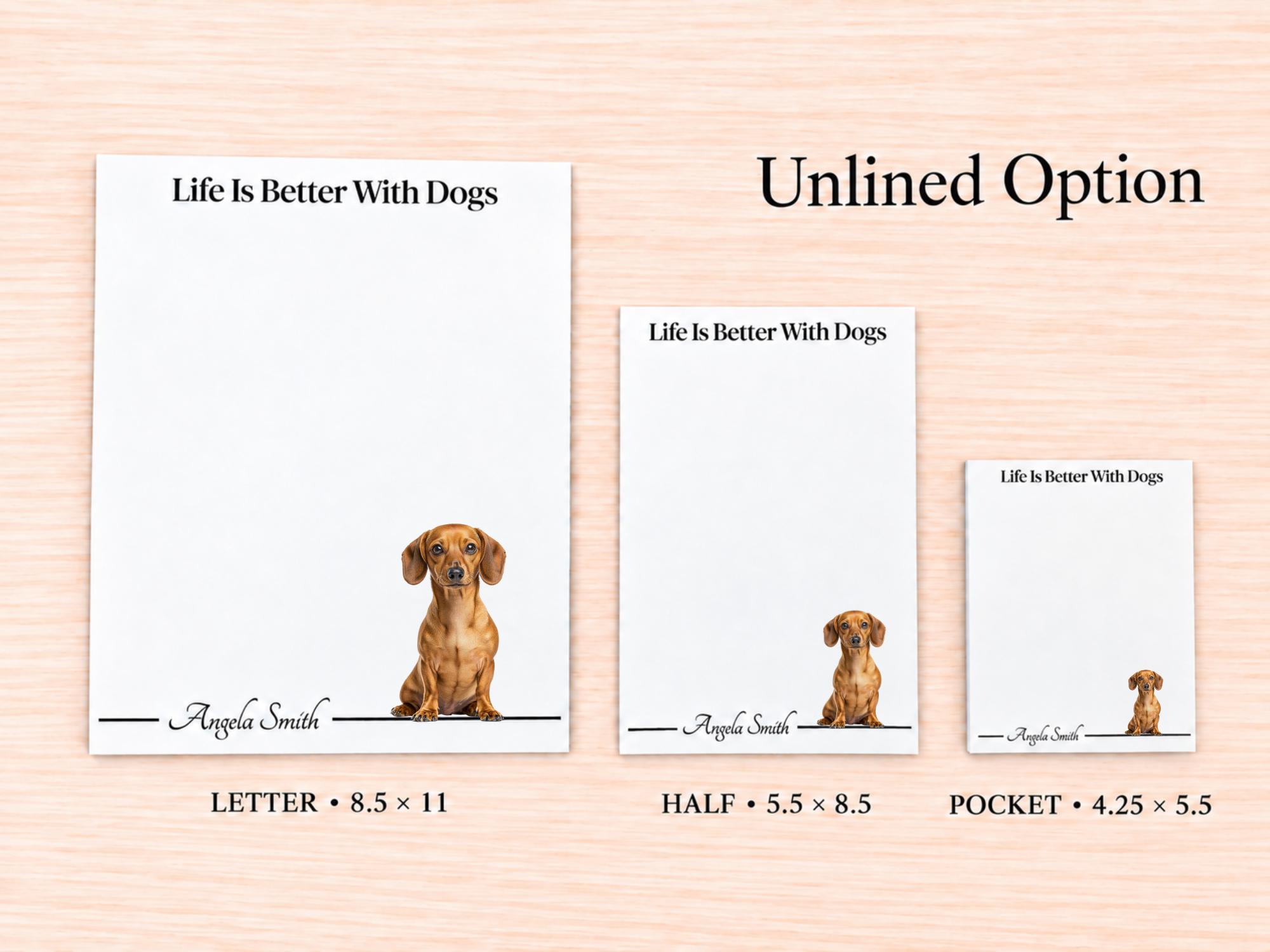 Dachshund Stationery Gift Box - Tan | Personalized Notepads and Vinyl Dog Stickers