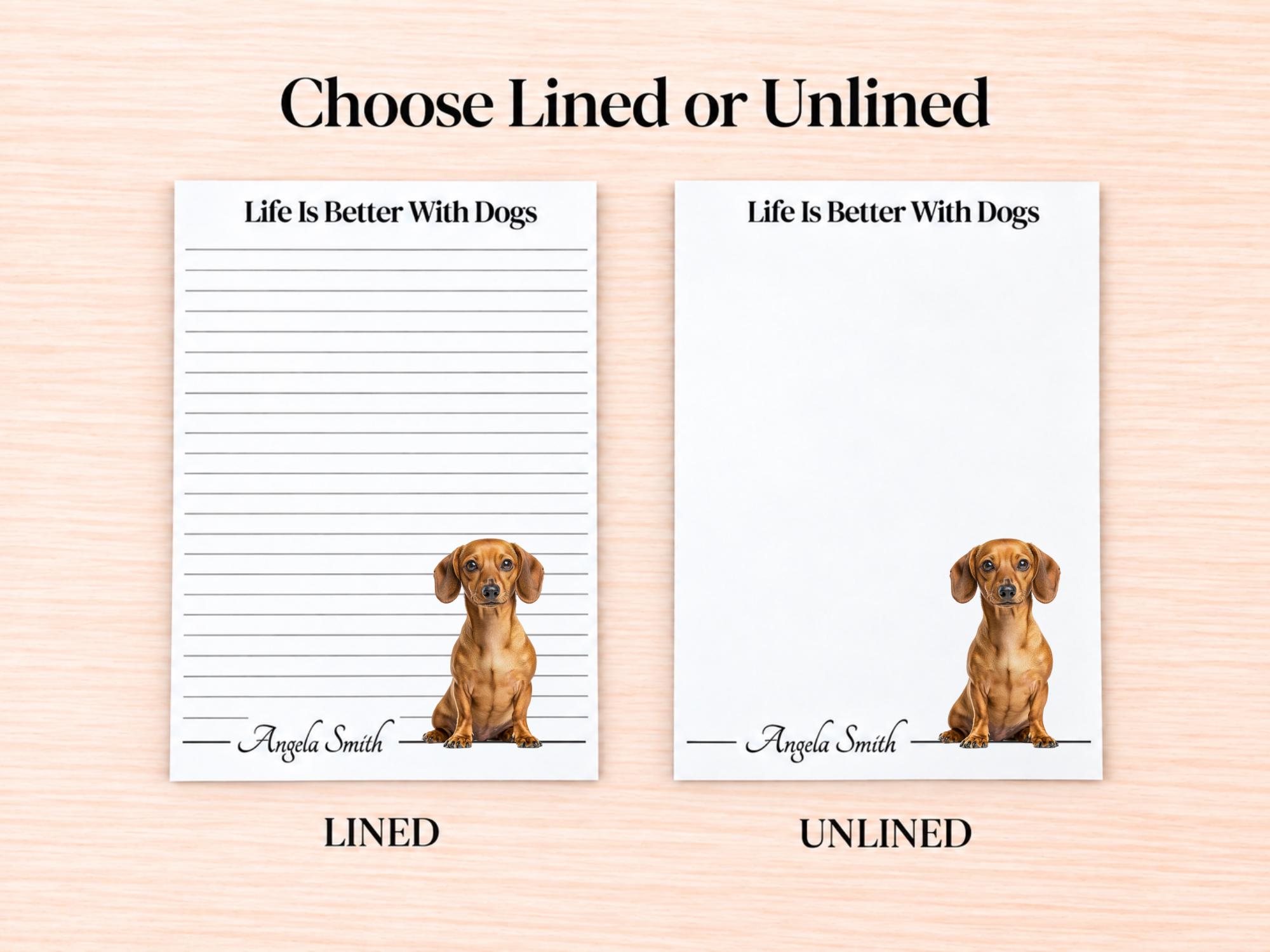 Dachshund Stationery Gift Box - Tan | Personalized Notepads and Vinyl Dog Stickers