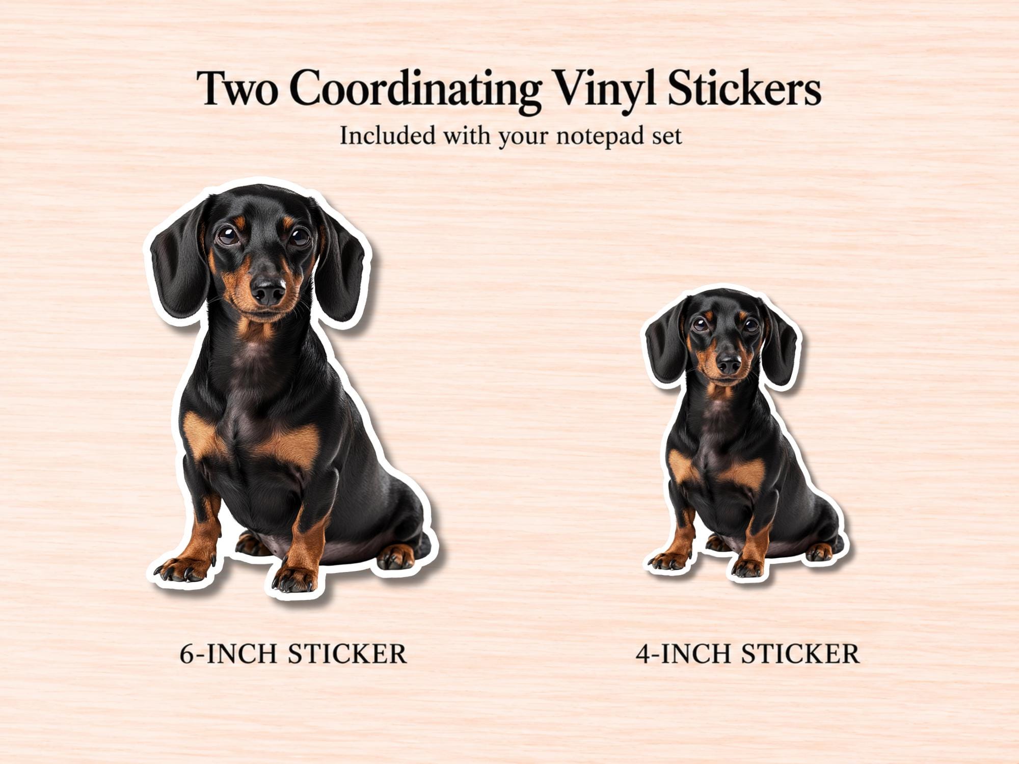 Dachshund Stationery Gift Box - Black | Personalized Notepads and Vinyl Dog Stickers