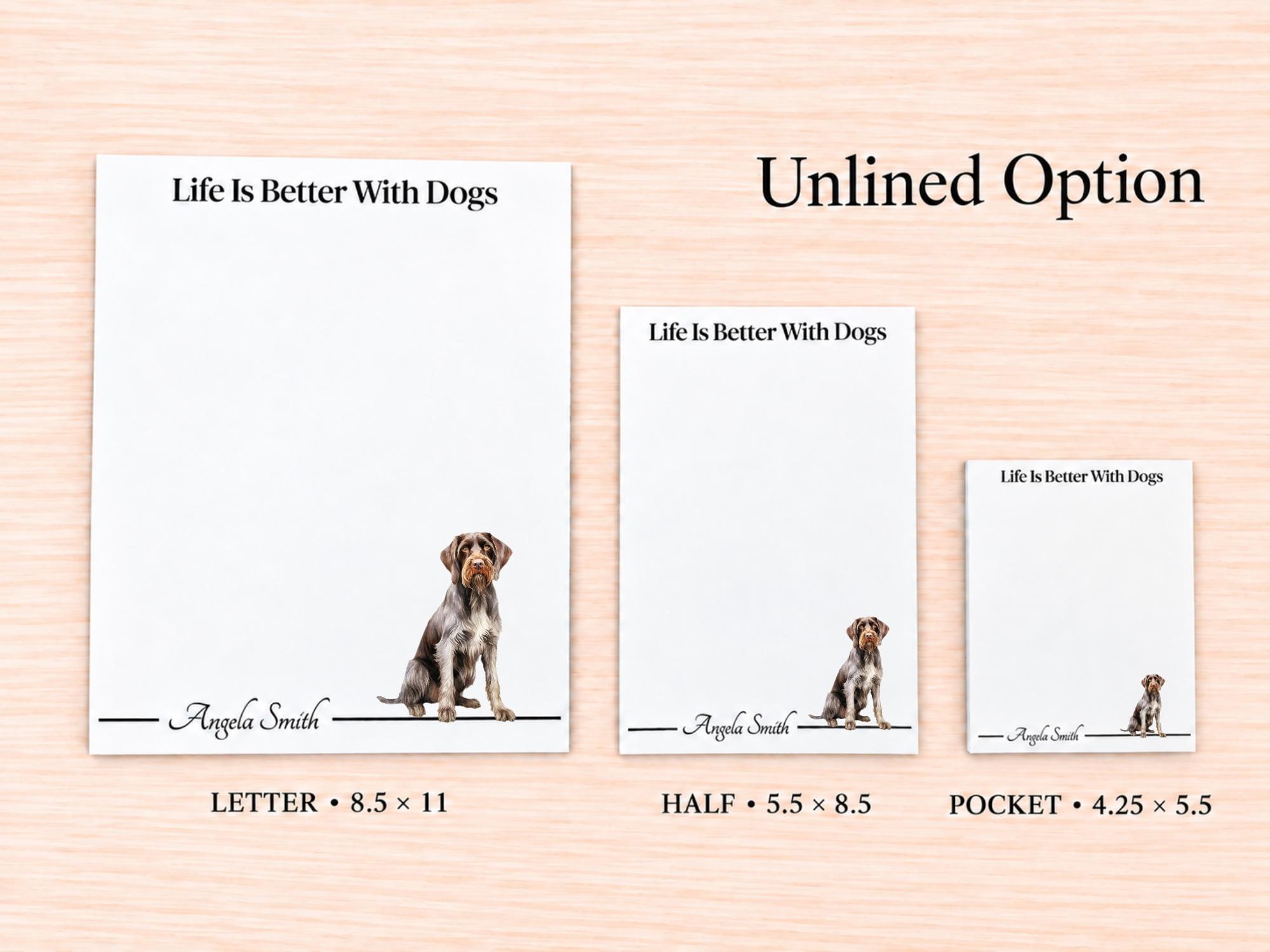 German Wirehaired Pointer Stationery Gift Box | Personalized Notepads and Vinyl Dog Stickers