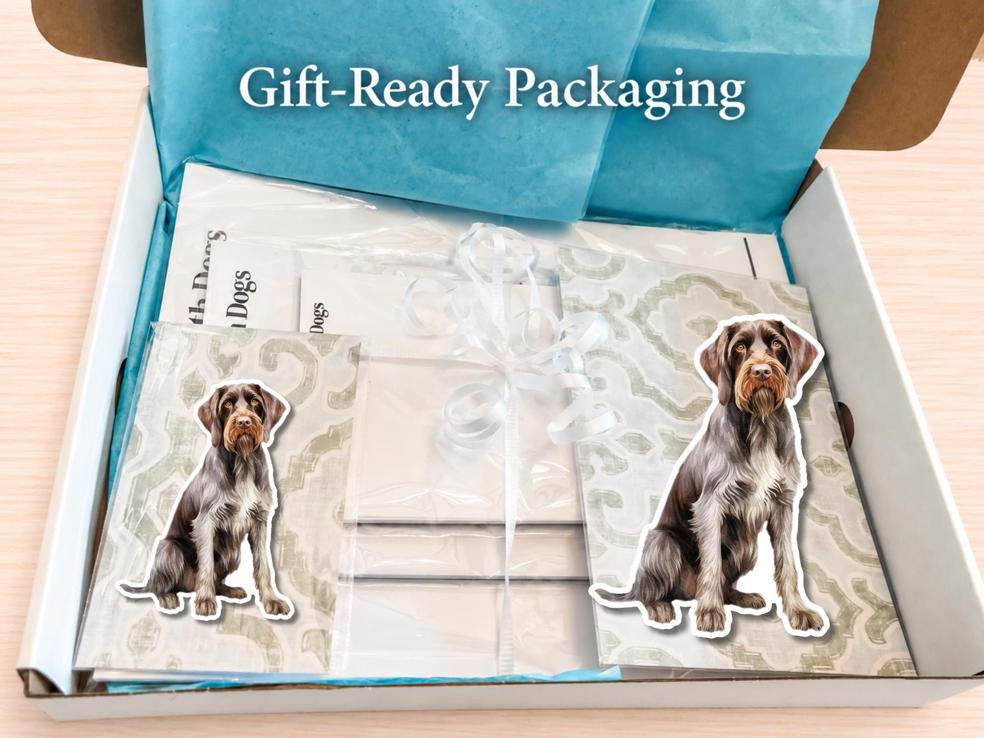 German Wirehaired Pointer Stationery Gift Box | Personalized Notepads and Vinyl Dog Stickers